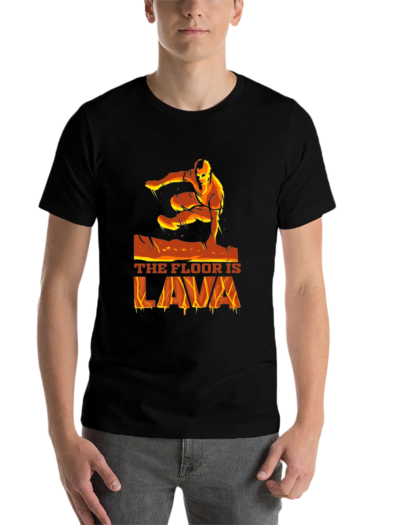 Black The Floor is Lava Graphic T-Shirt - Black view 7