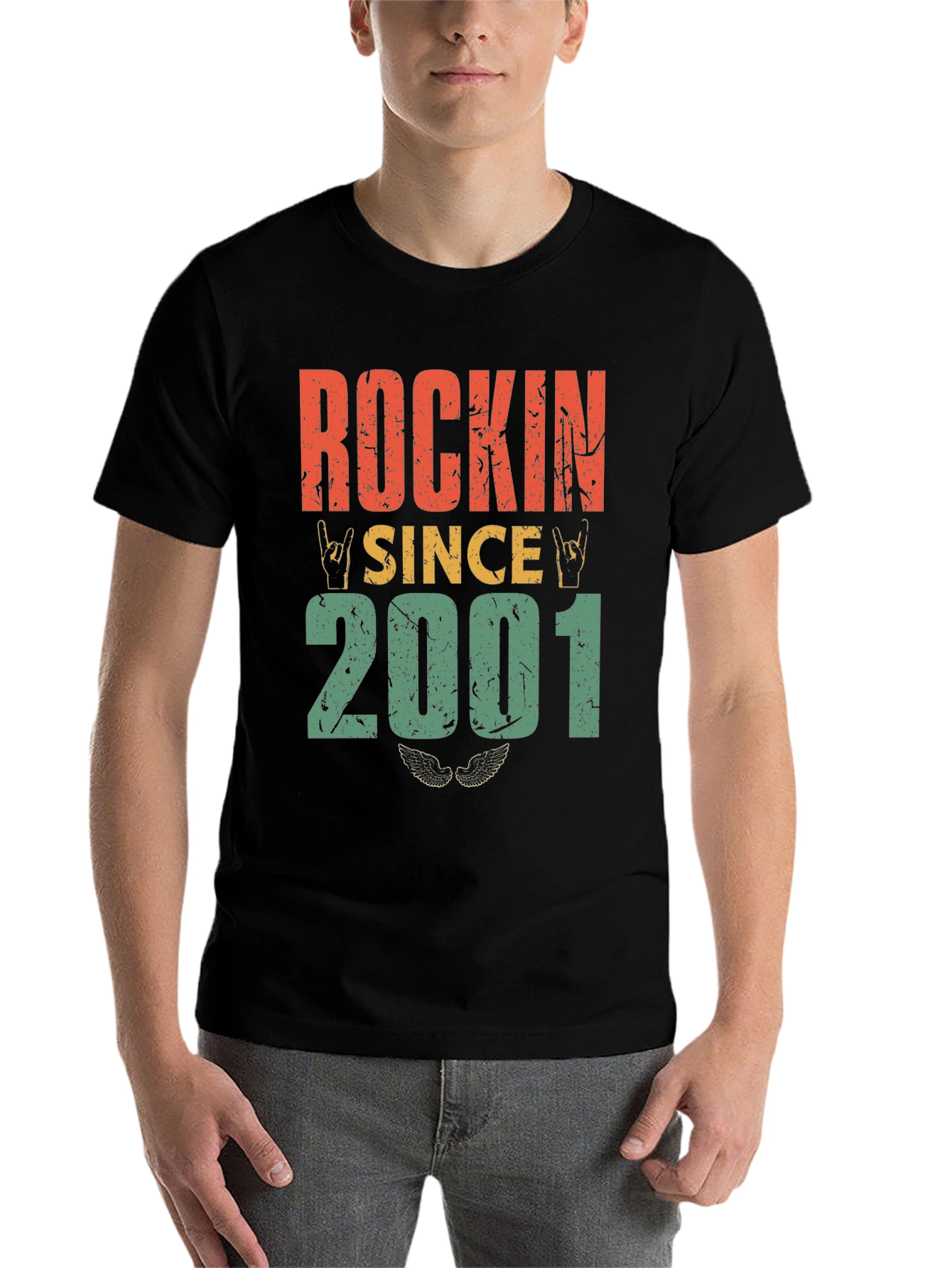 Black Rockin' Since 2001 Graphic T-Shirt view 7