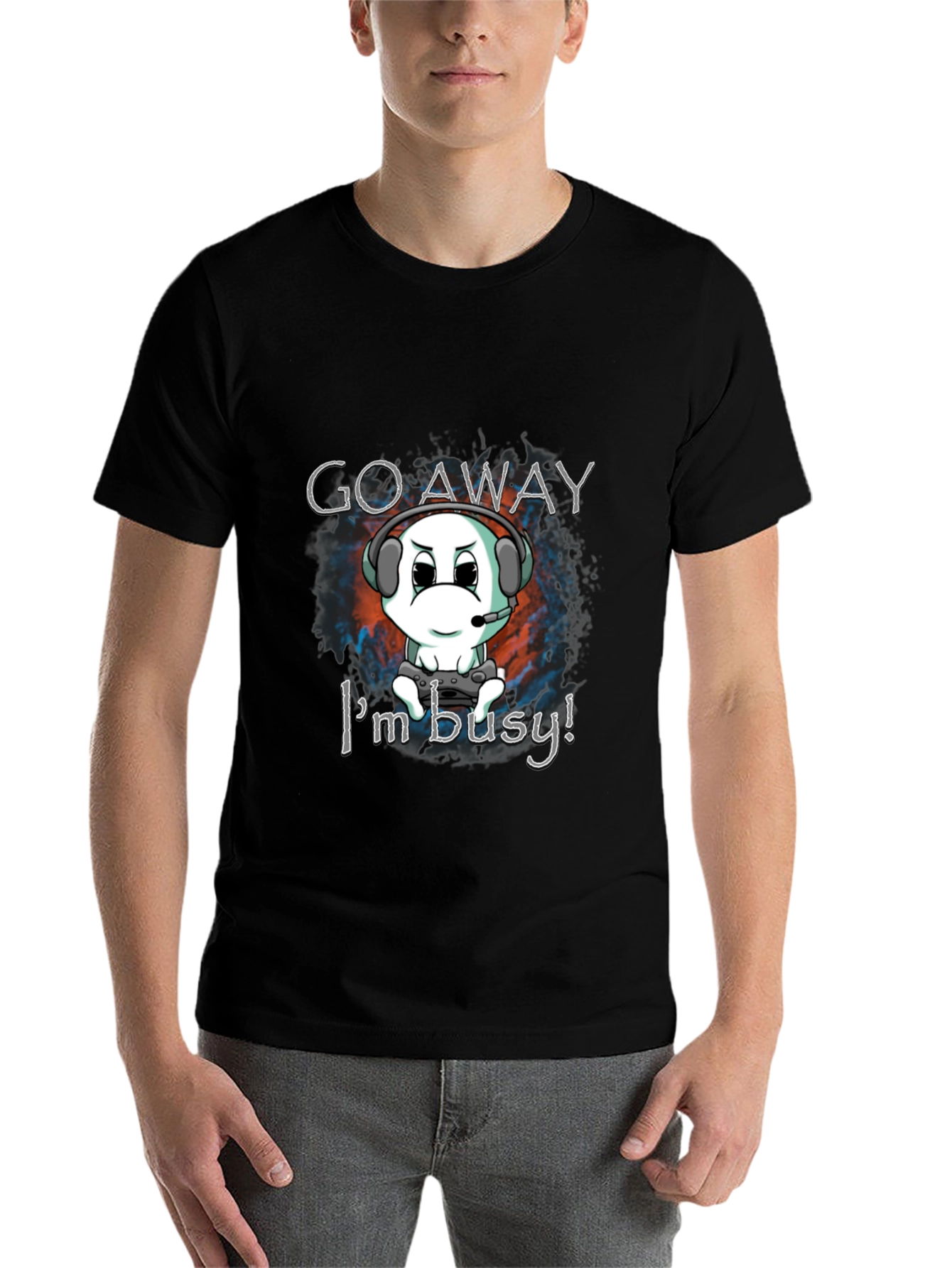 Black Gamer Tee: Go Away, I'm Busy! view 7