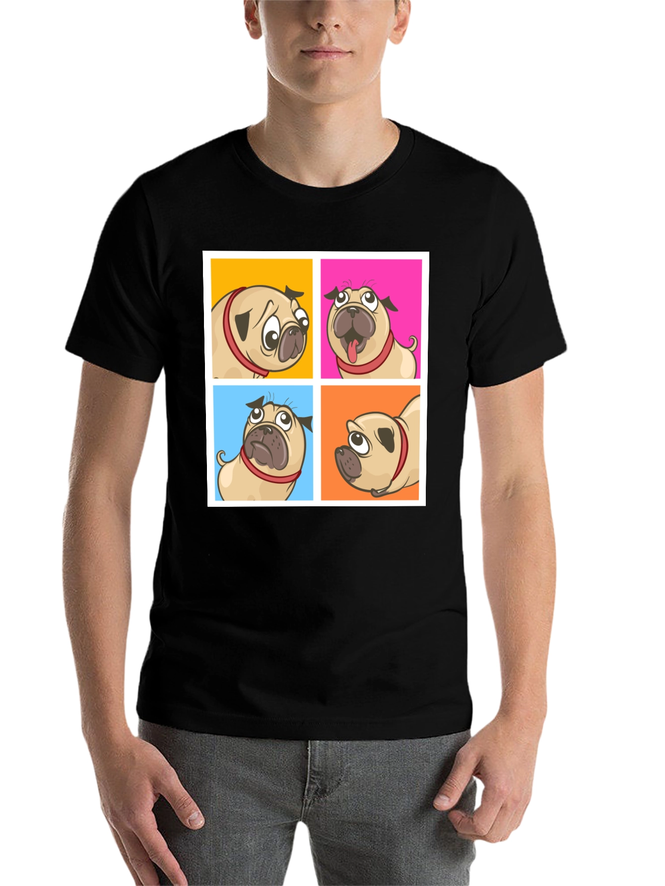 Black Pug Moods Graphic Tee - Fun & Trendy! view 7