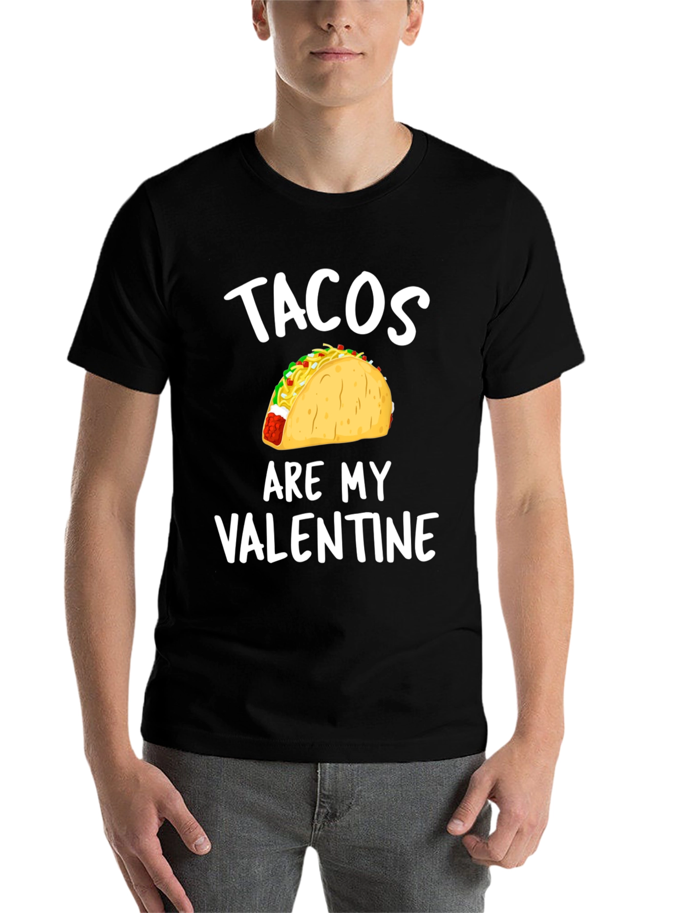 Black Tacos Are My Valentine - Funny T-Shirt view 7