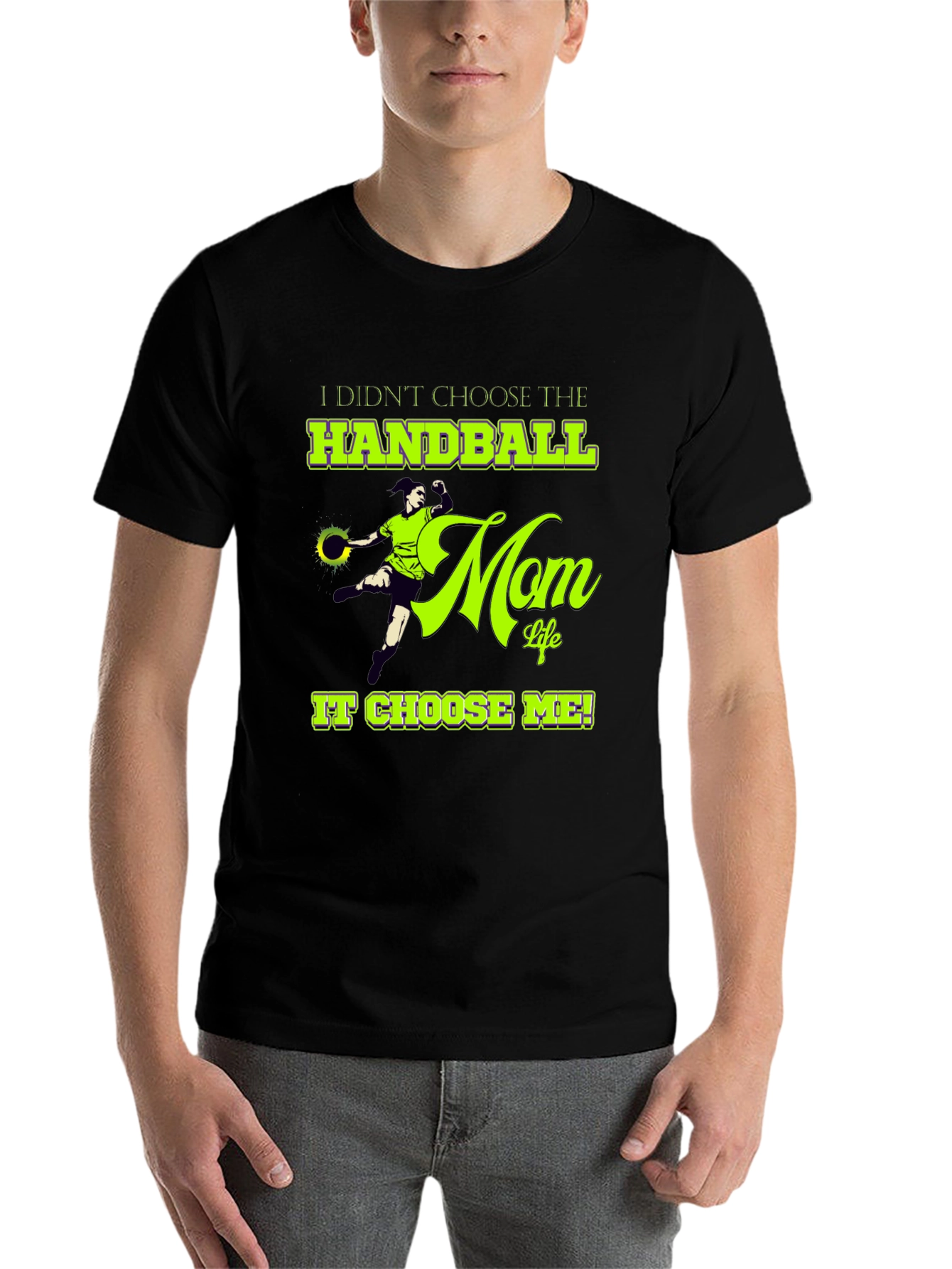 Black Handball Mom Life Graphic T-Shirt - Black Cotton Tee view 7