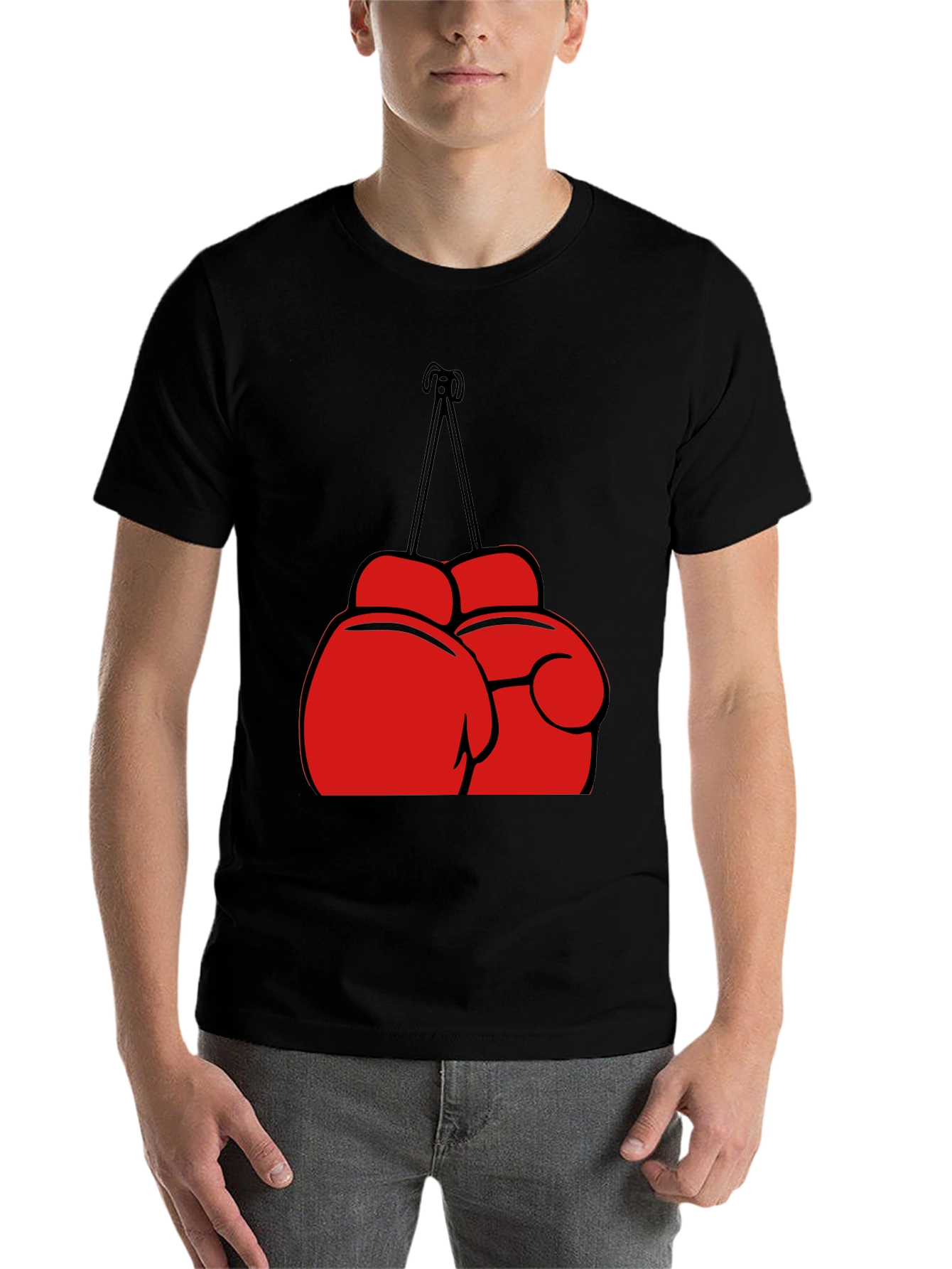 Black Boxing Gloves Graphic T-Shirt - Black view 7