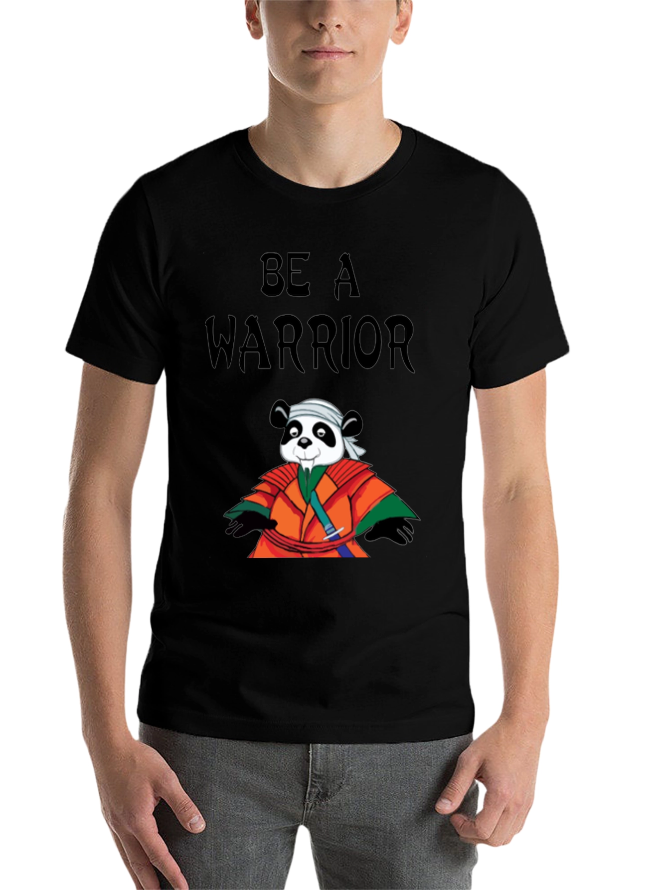 Black Be a Warrior Panda T-Shirt - Black view 7