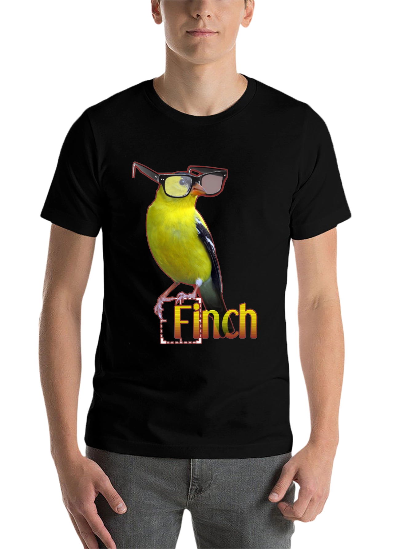 Black Stylish Finch Graphic Tee view 7