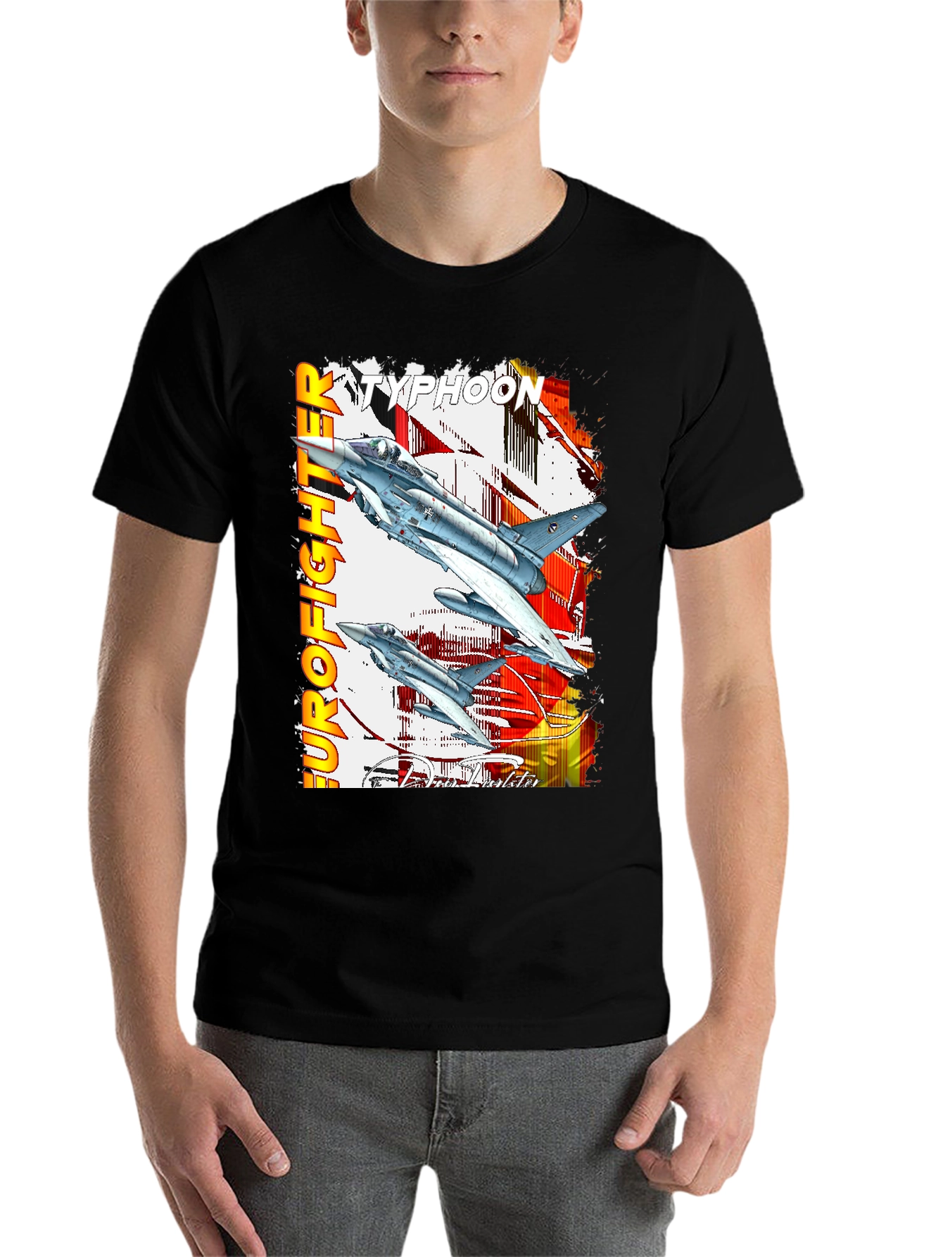 Black Eurofighter Typhoon Graphic T-Shirt - Premium Cotton Blend view 7
