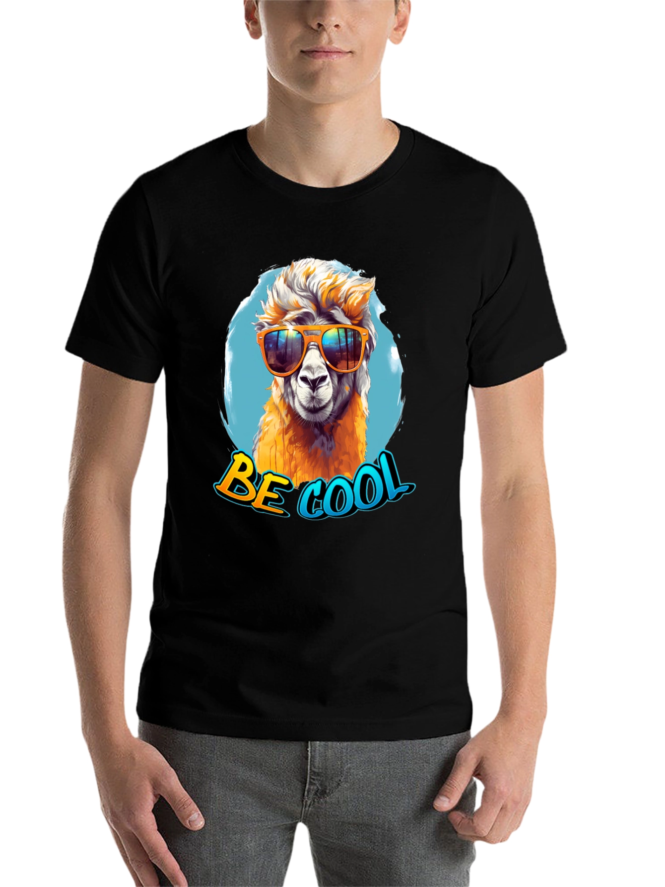 Black Cool Alpaca Graphic Tee - Funny & Stylish view 7
