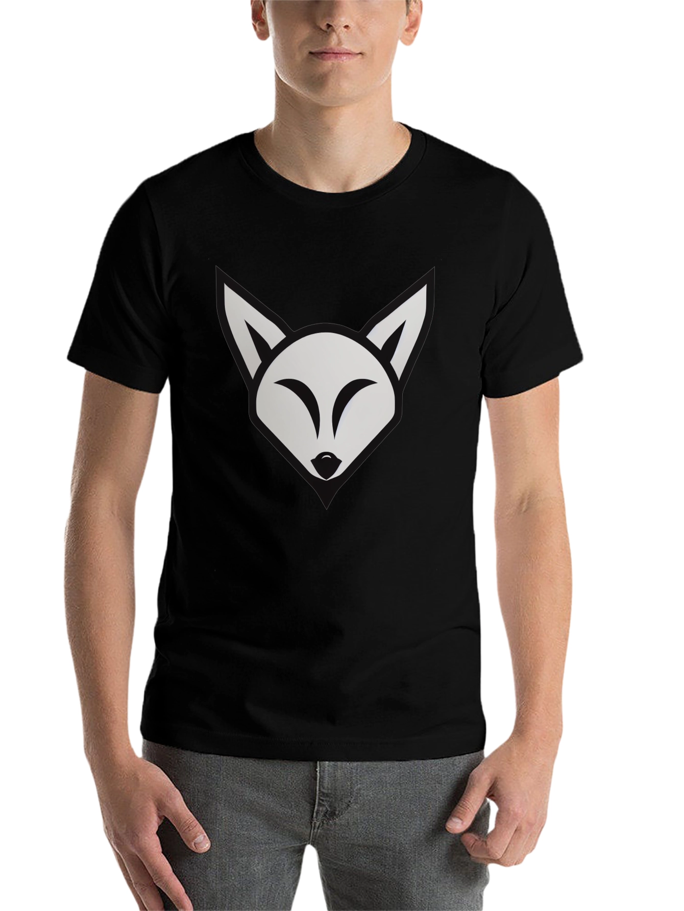 Black Fox Graphic Tee - Modern Black Cotton T-Shirt view 7