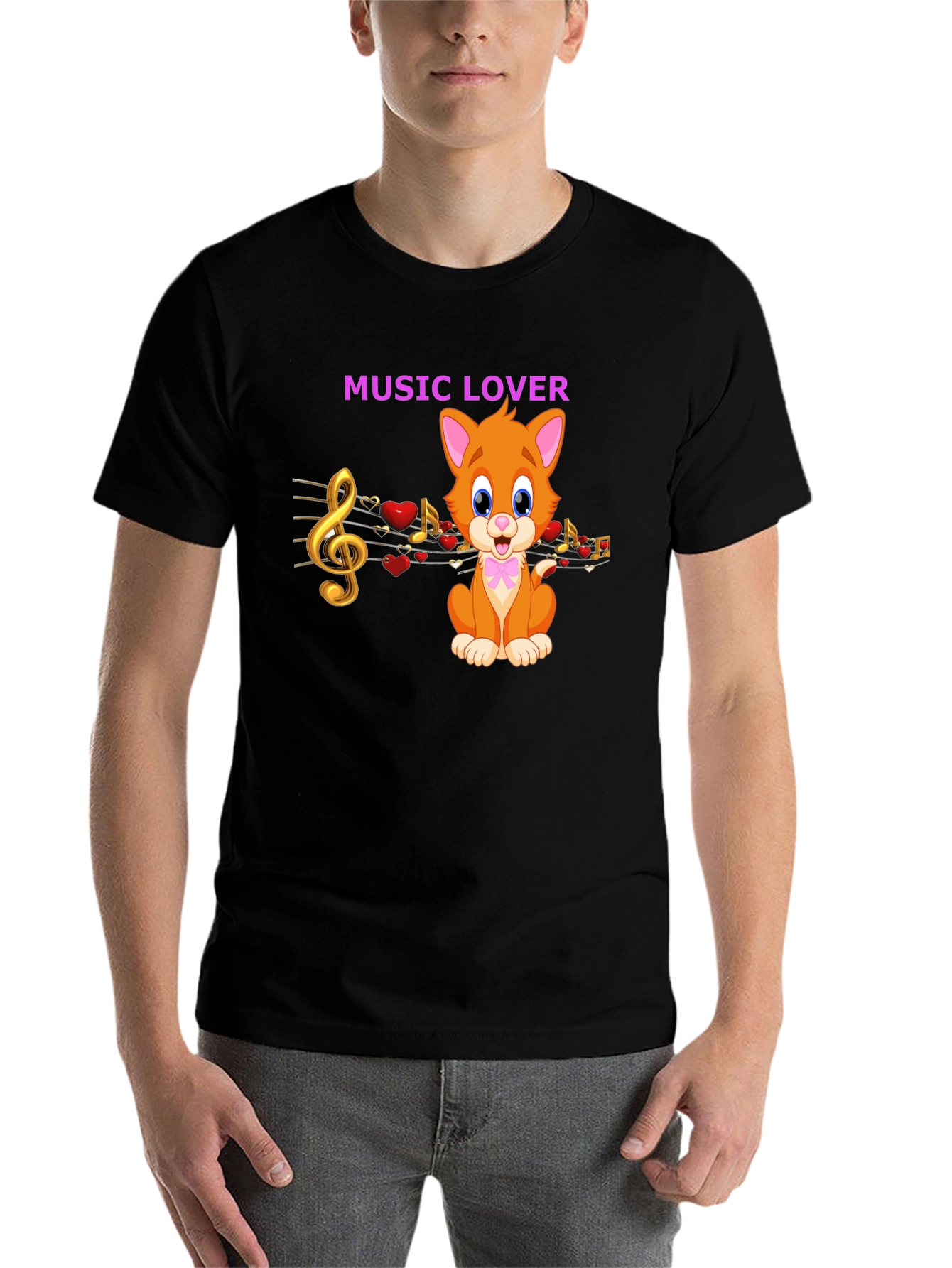 Black Music Lover Cat Graphic Tee view 7