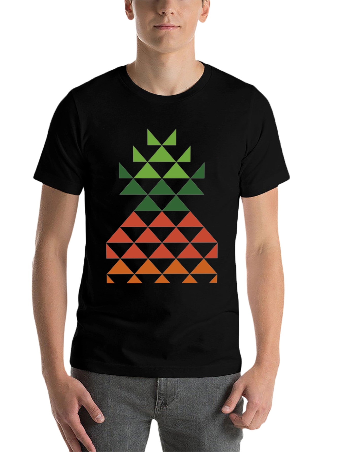 Black Geometric Pineapple Tee - Modern Tropical Style view 7