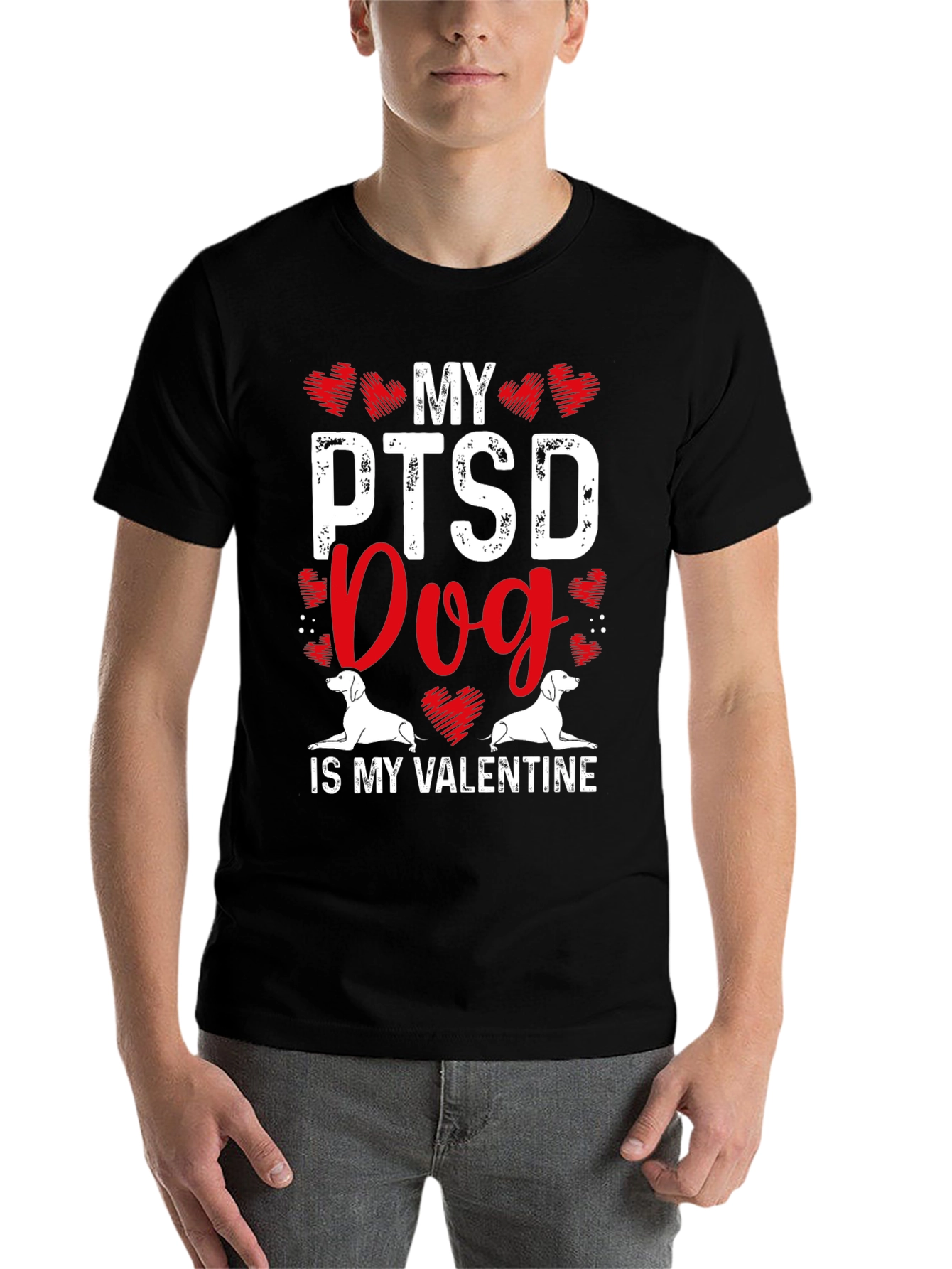 Black My PTSD Dog Is My Valentine T-Shirt view 7
