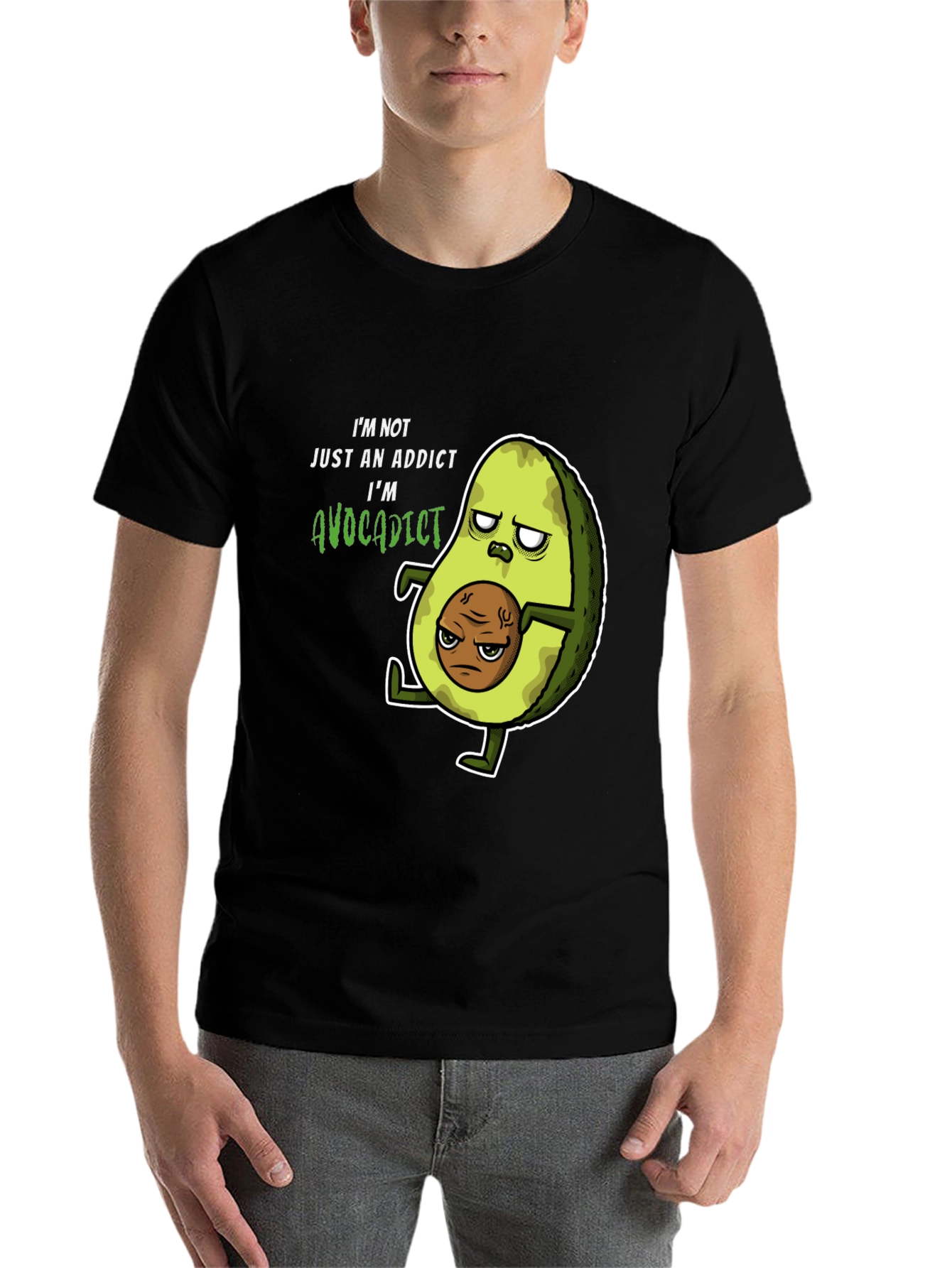 Black Avocaddict T-Shirt Funny Graphic Tee view 7