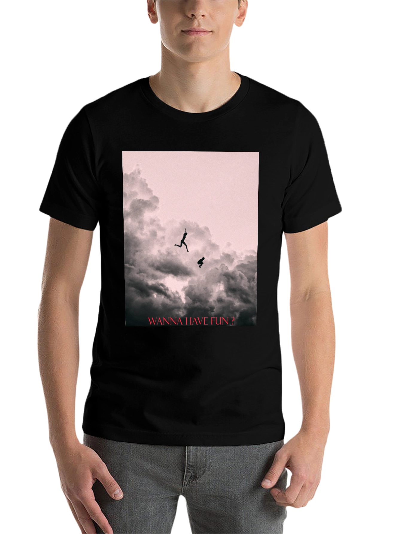 Black Fun Cloud Jump T-Shirt view 7