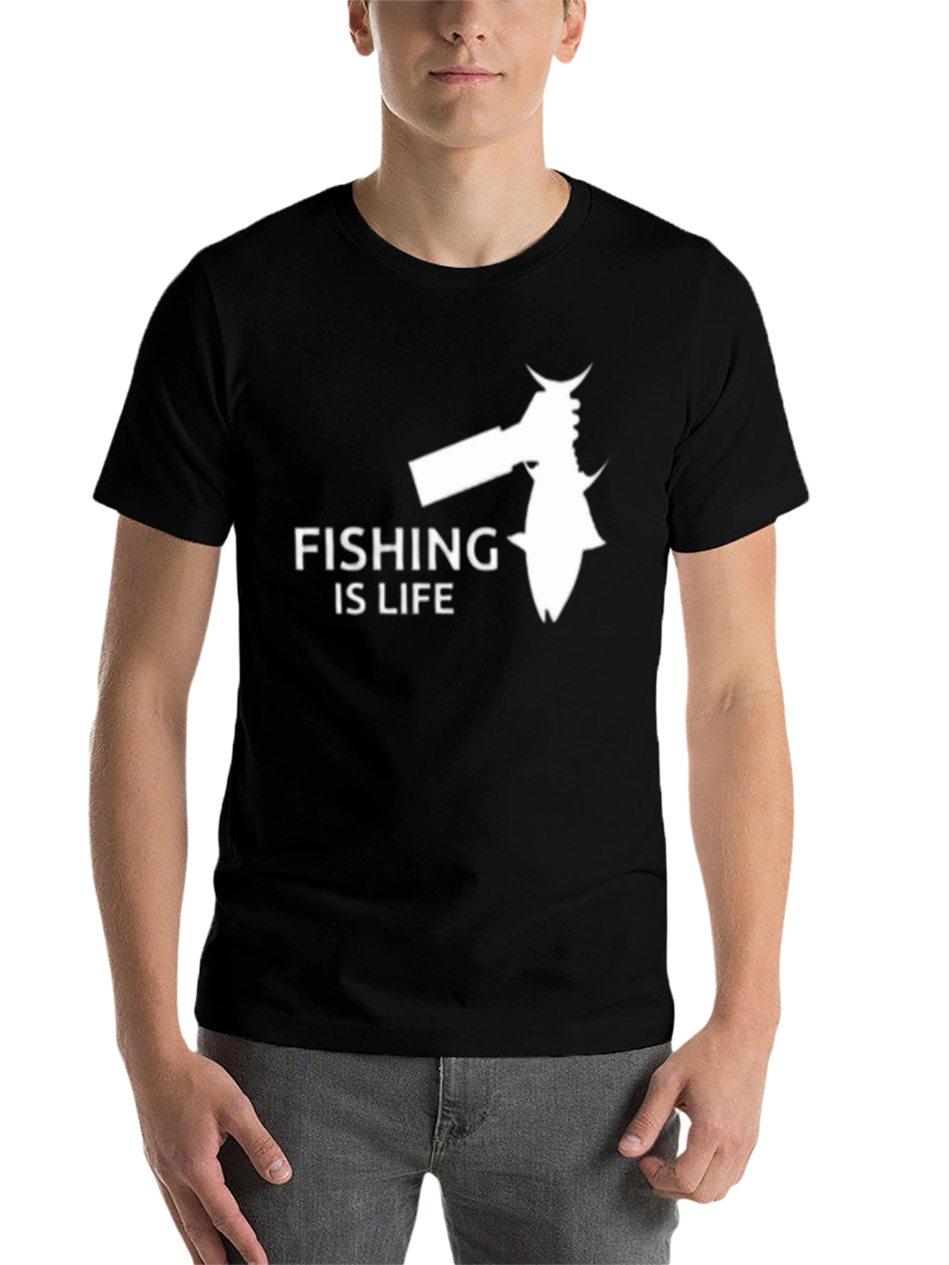 Black Fishing Is Life Graphic Tee - Black view 7
