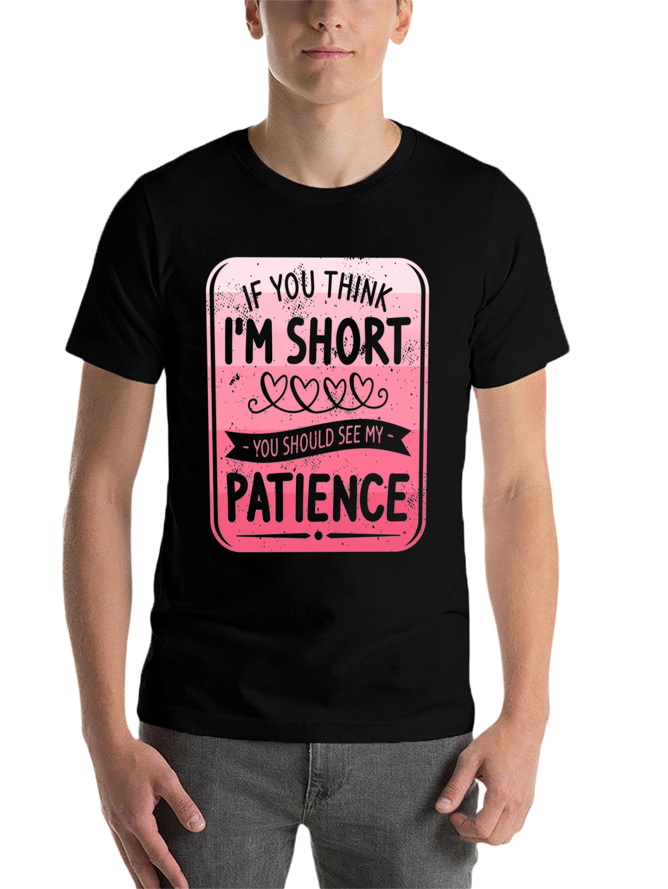 Black Funny Short Patience T-Shirt view 7