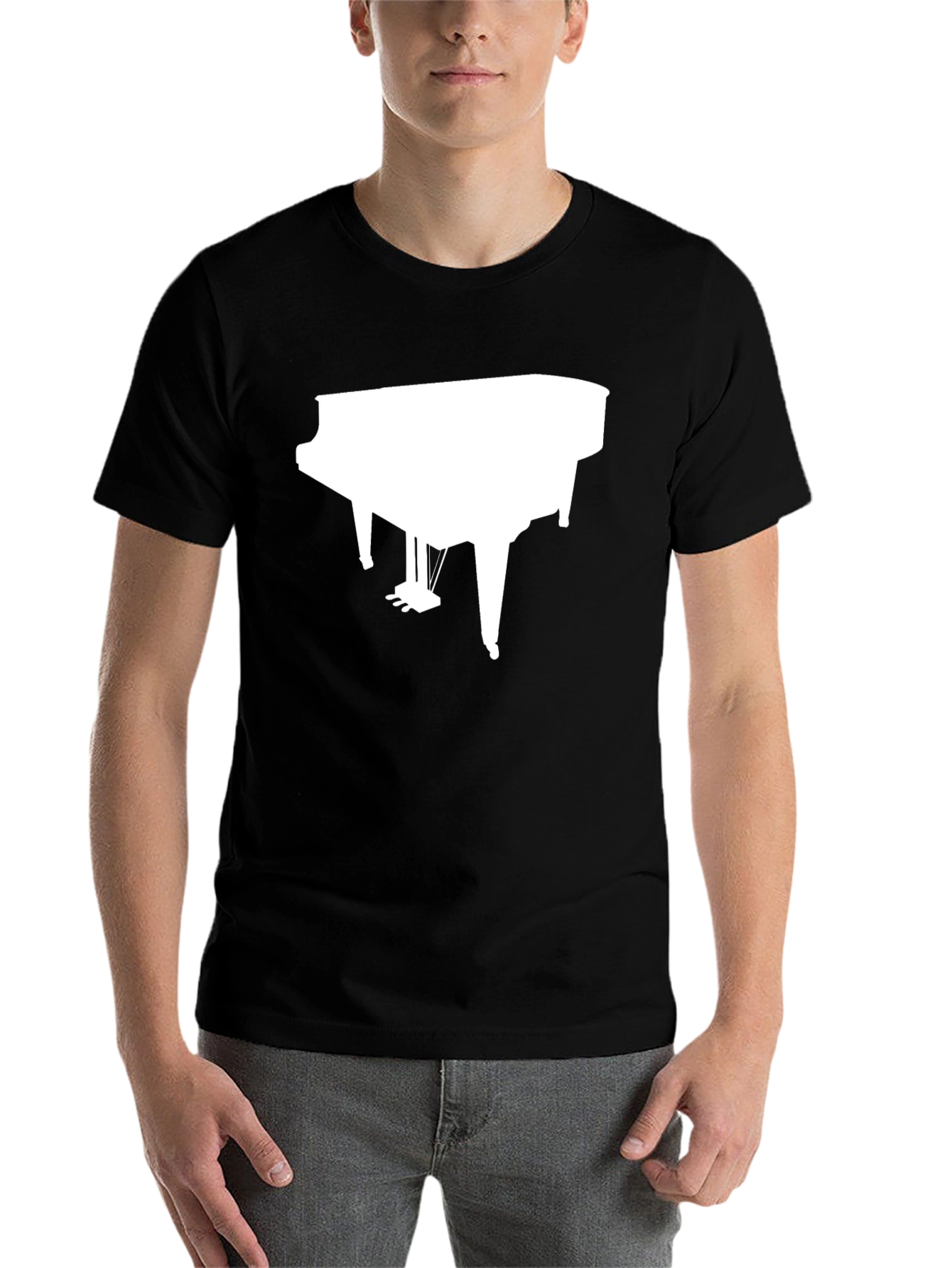 Black Piano Graphic Tee - Black Cotton Music T-Shirt view 7