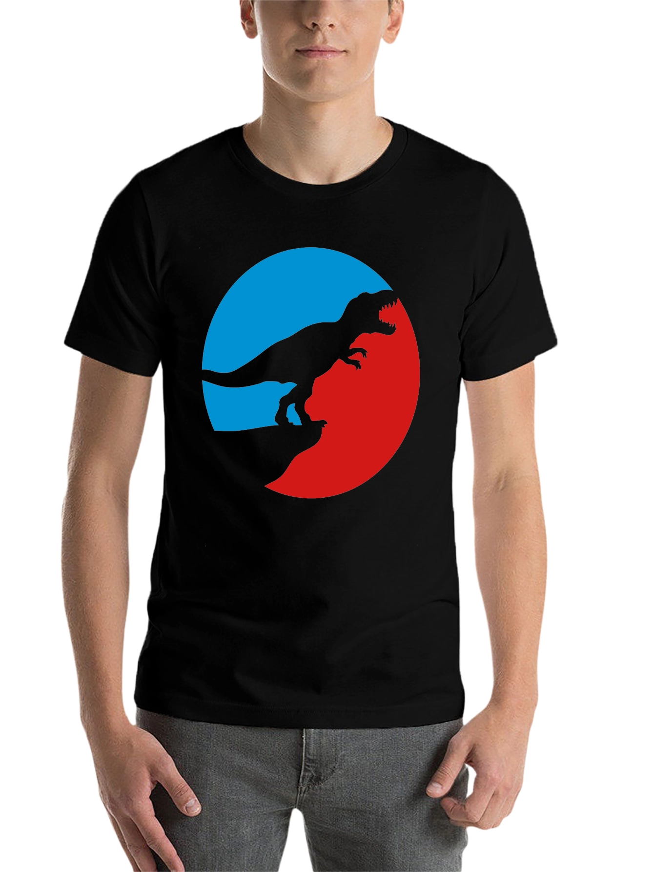 Black Dino Circle Tee - Graphic T-Rex T-Shirt view 7