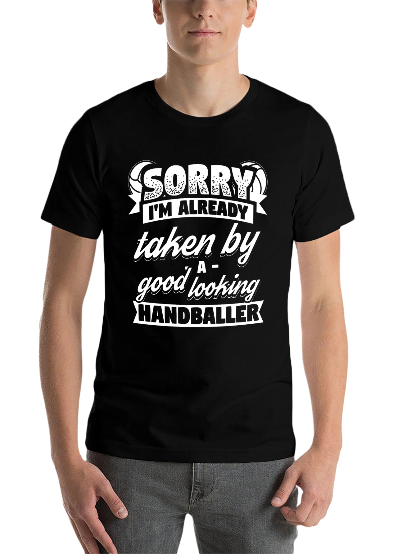 Black Sorry Taken By HandbalIer Funny Graphic T-Shirt view 7