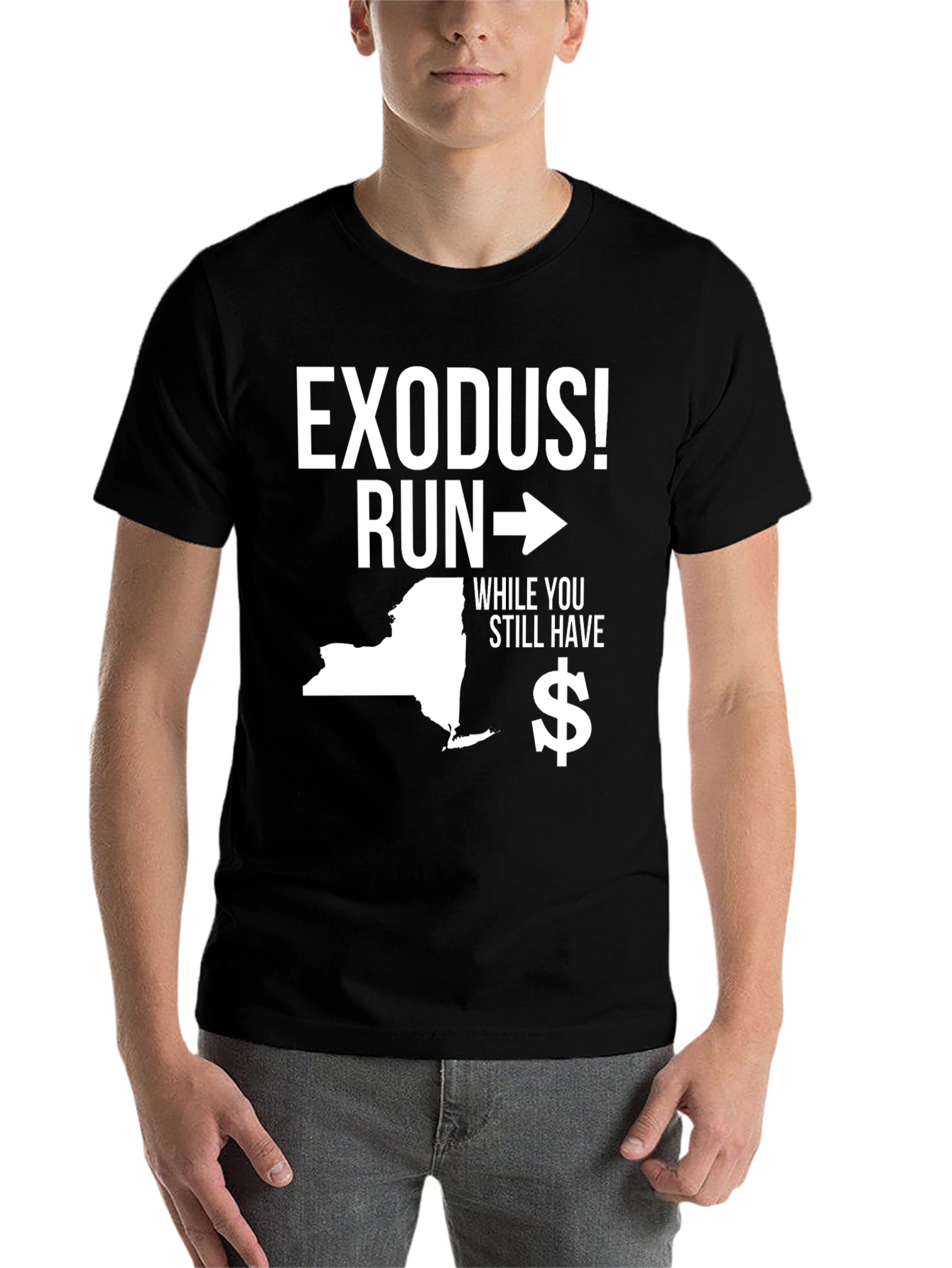 Black Exodus! Run - New York State Graphic T-Shirt view 7