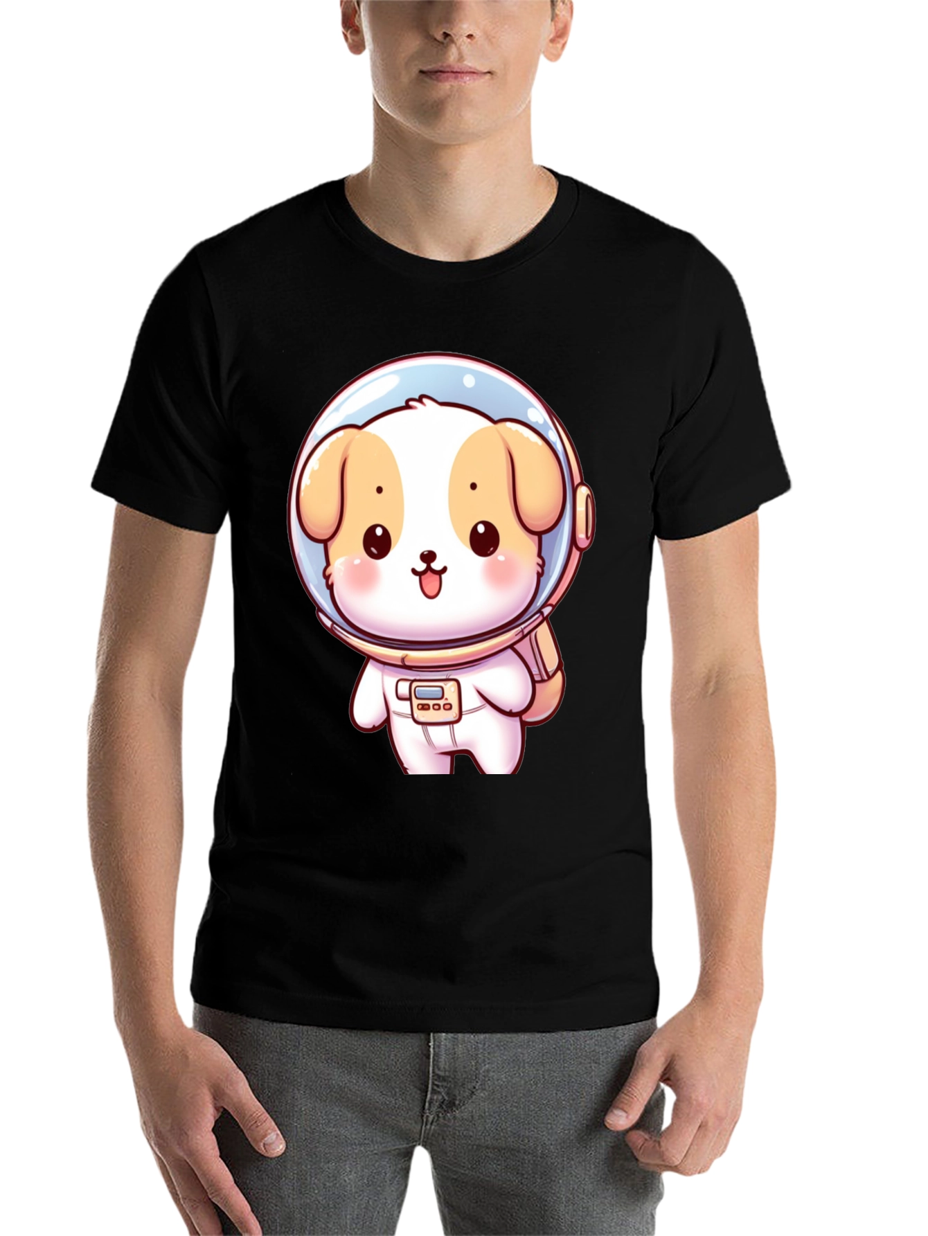 Black Astronaut Puppy Graphic T-Shirt view 7