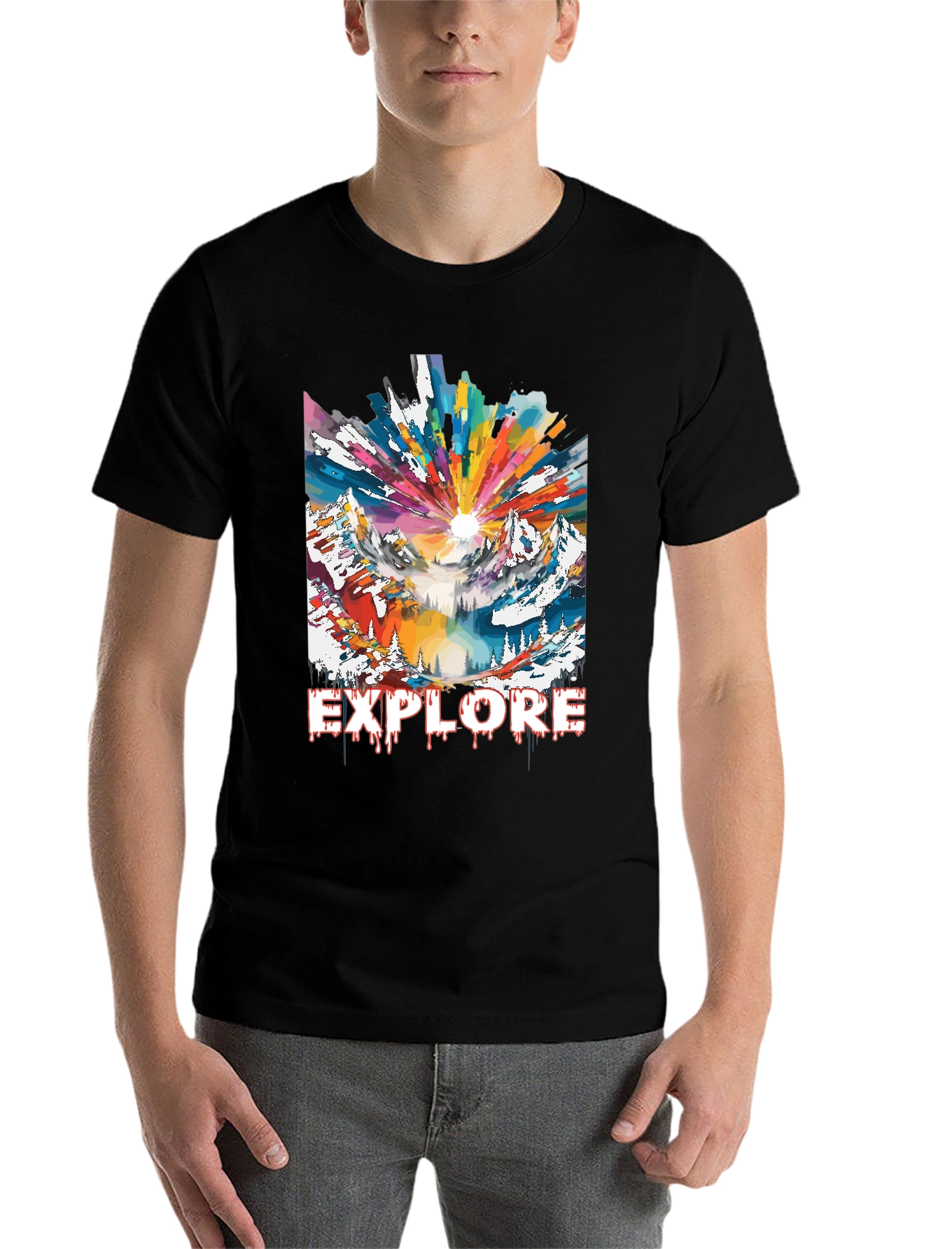 Black Explore Graphic Tee - Adventure Mountain Design view 7