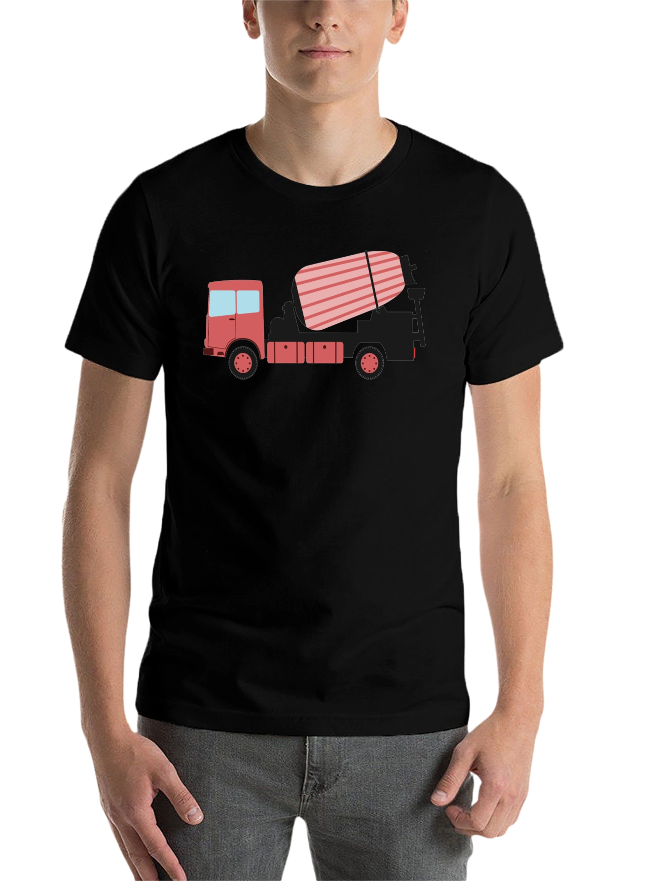 Black Concrete Truck Graphic Tee - Black Casual T-Shirt view 7
