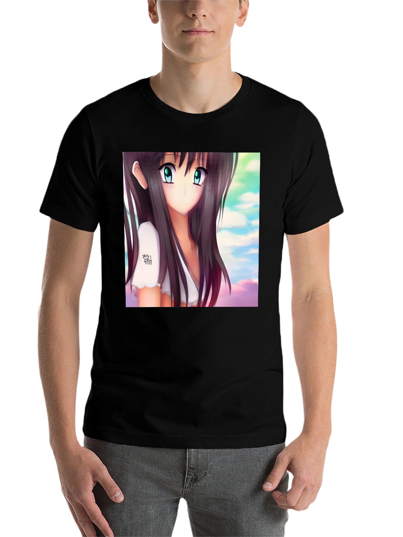 Black Anime Girl Graphic Black Tee - Stylish & Unique view 7