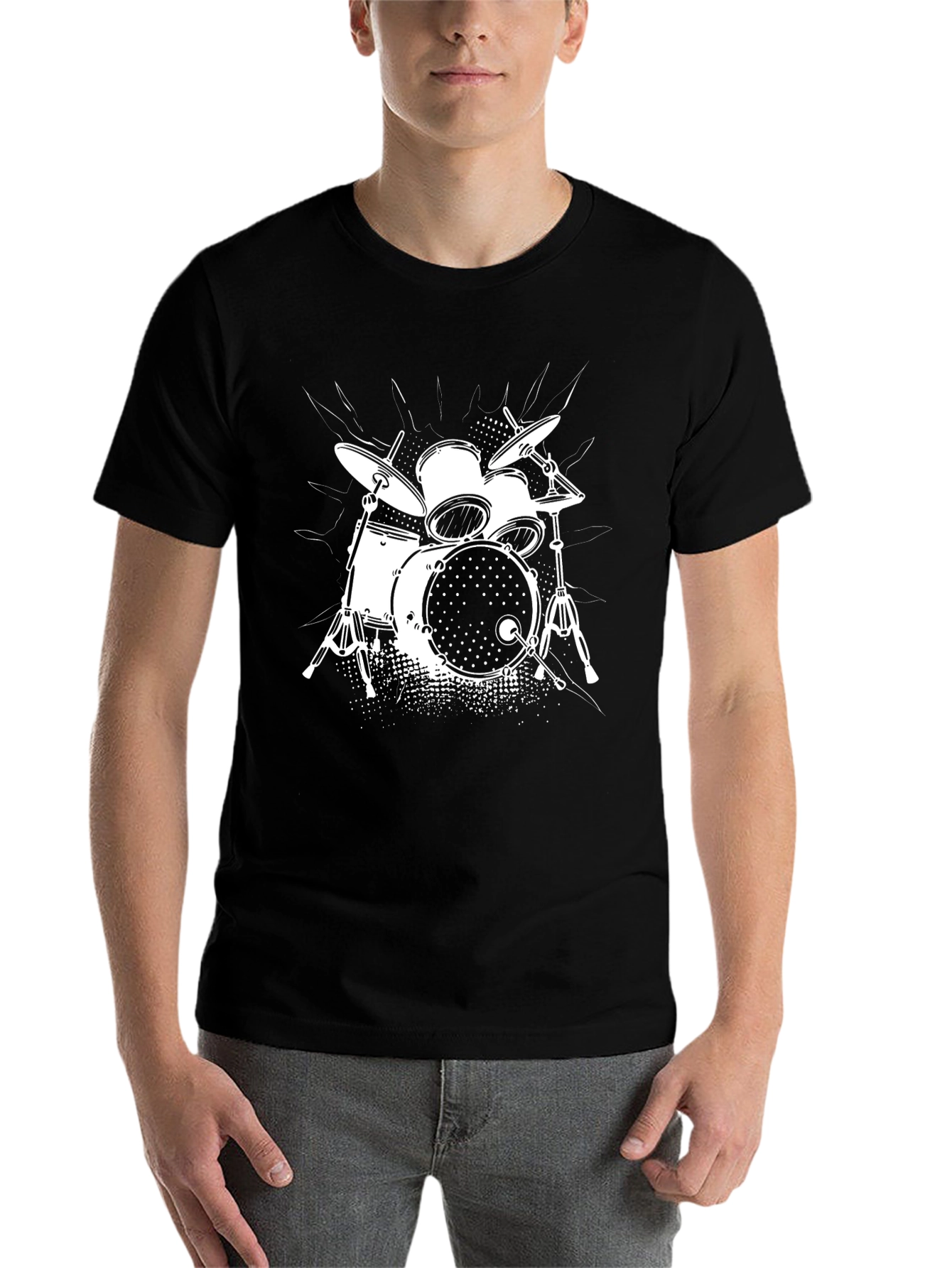 Black Drum Kit Graphic T-Shirt - Music Lover Tee view 7