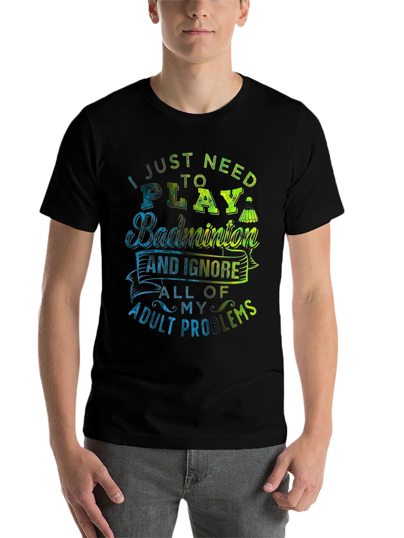 Black Badminton Lover Tee - Adult Problems view 7