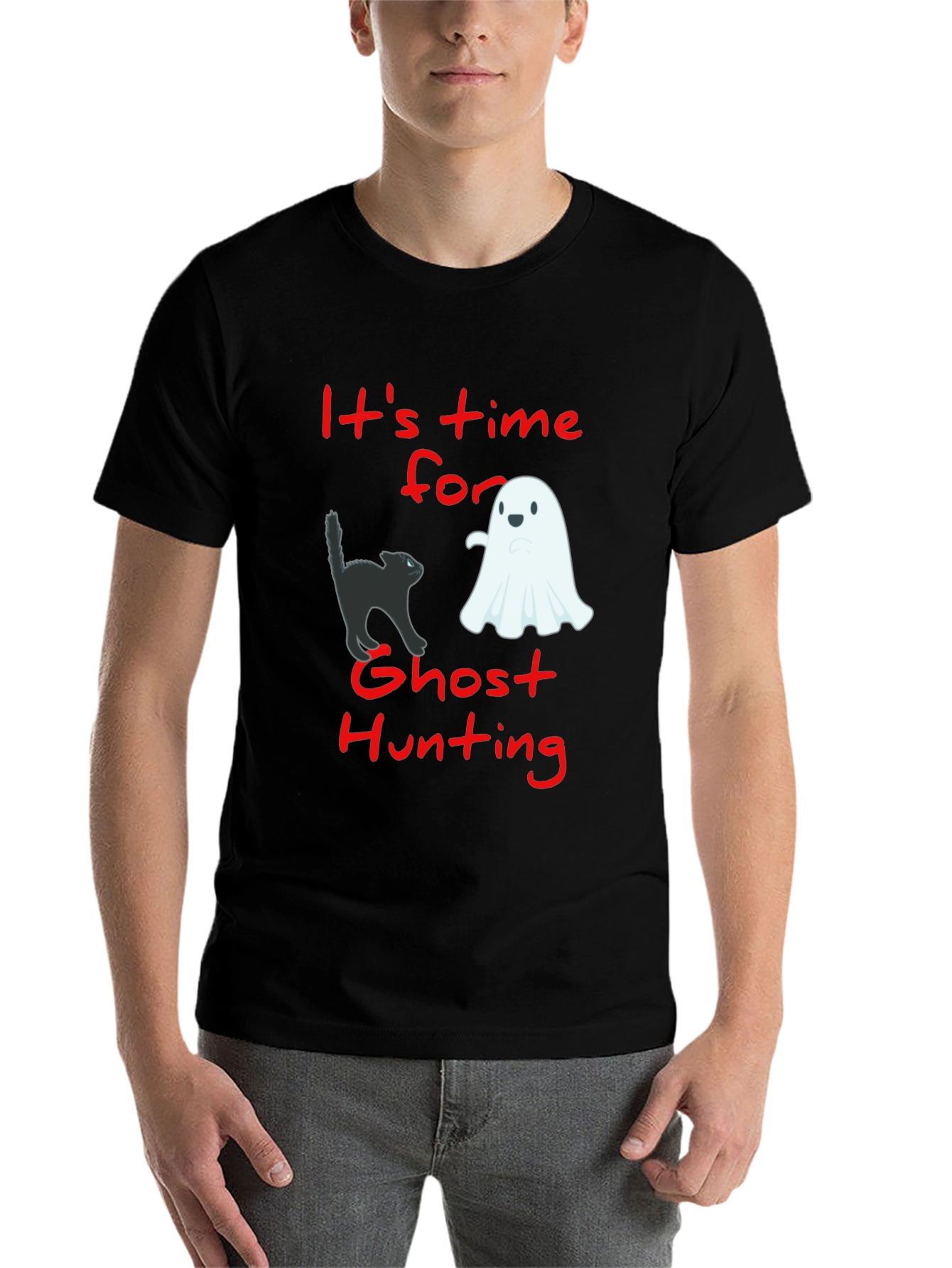 Black Ghost Hunting T-Shirt: Spooky Season Tee view 7