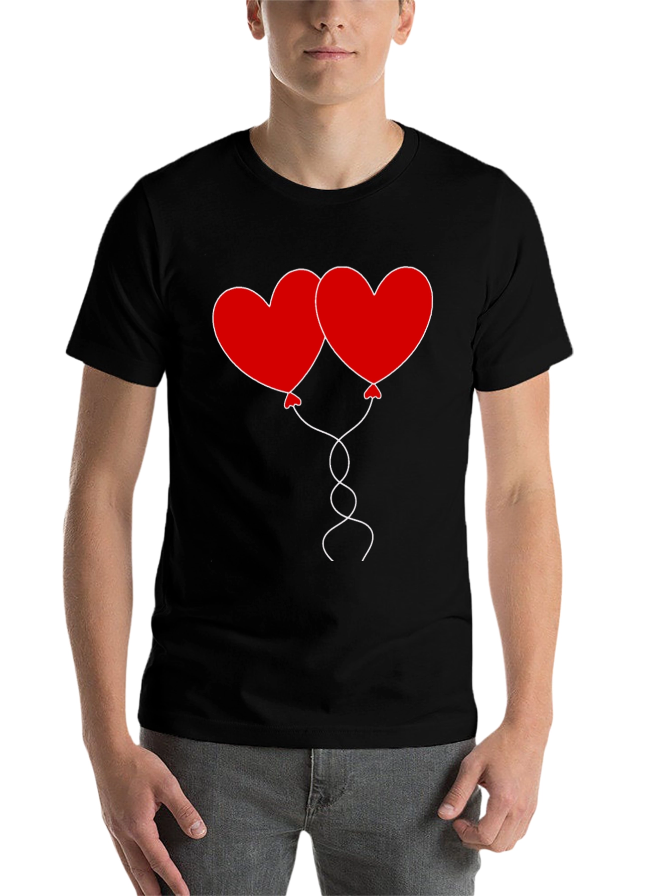 Black Heart Balloons Graphic Tee - Black Cotton Casual Shirt view 7