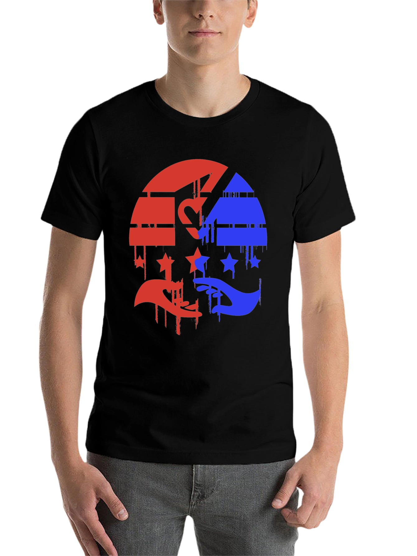 Black Red & Blue Graphic Tee - Abstract Design view 7