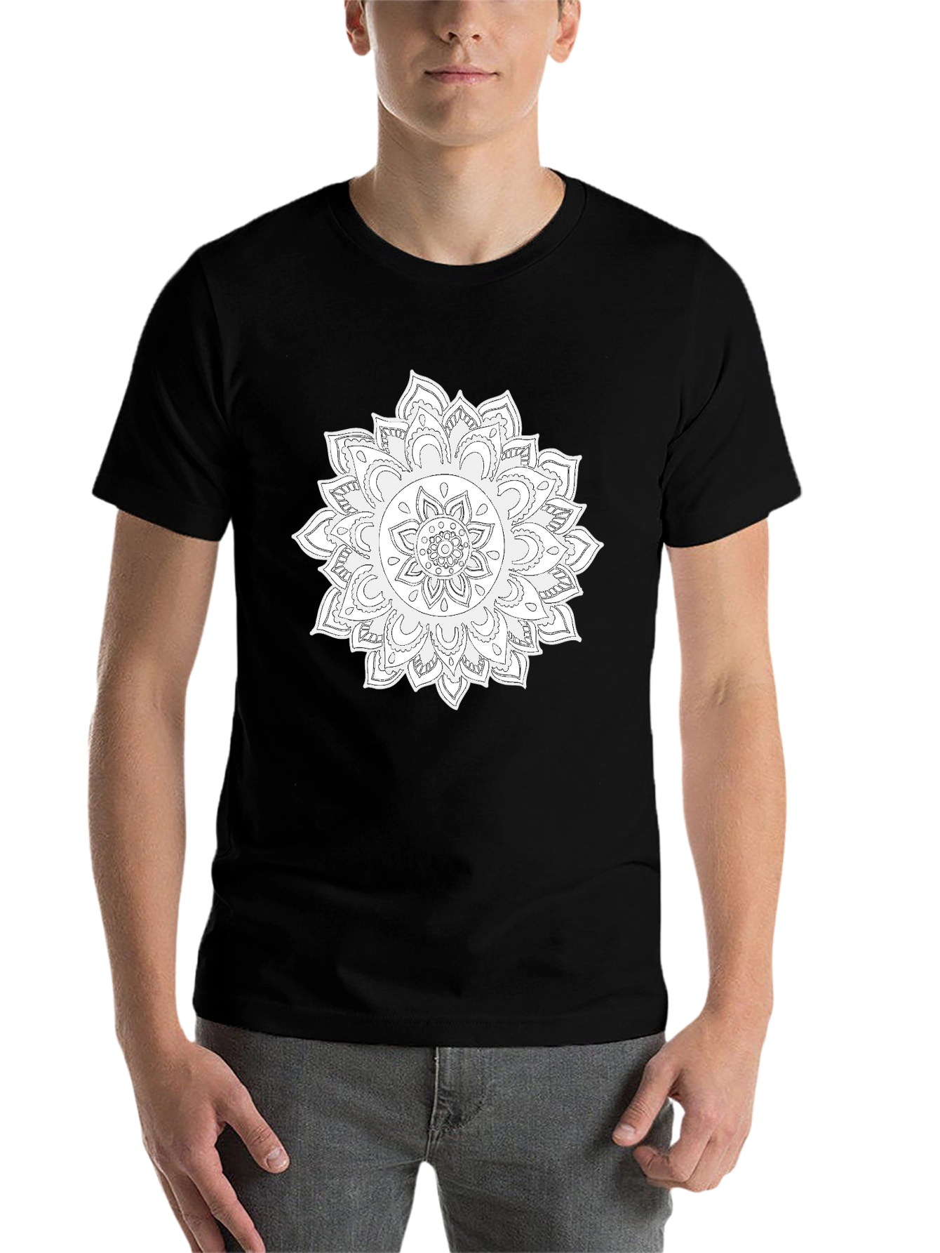 Black Mandala Graphic Tee - Unique Black T-Shirt view 7