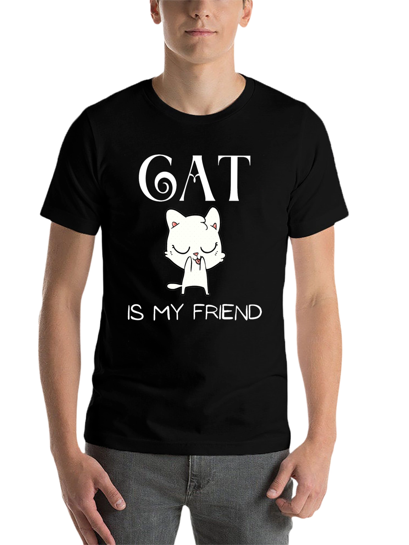Black Cat Is My Friend Graphic Tee - Black T-Shirt view 7