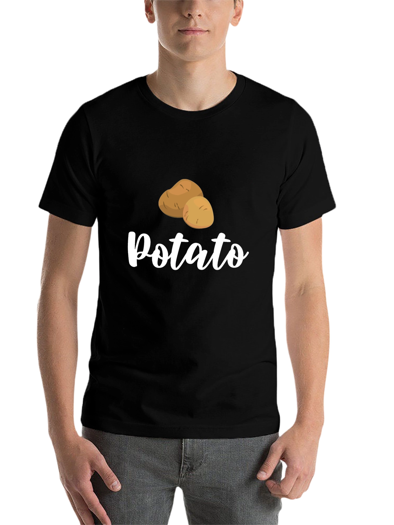 Black Funny Potato Graphic Black T-Shirt view 7