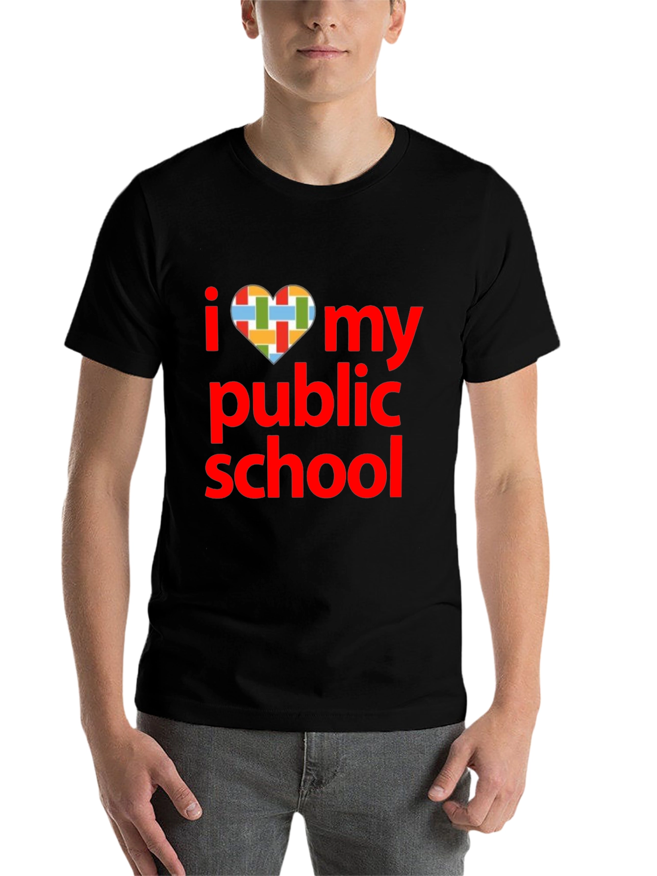 Black I Love My Public School T-Shirt view 7