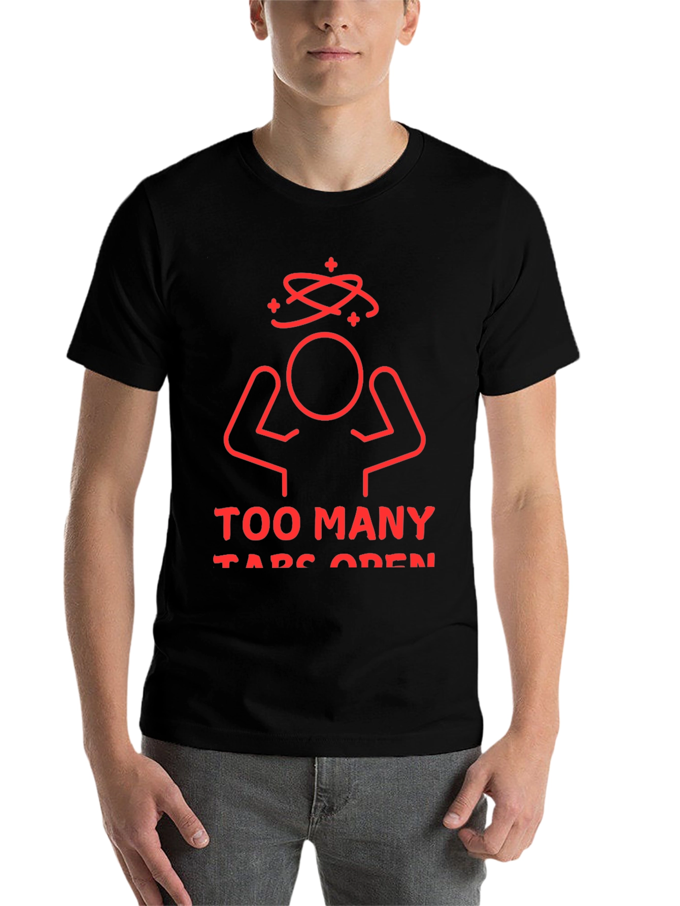 Black Too Many Tabs Open Graphic Tee view 7