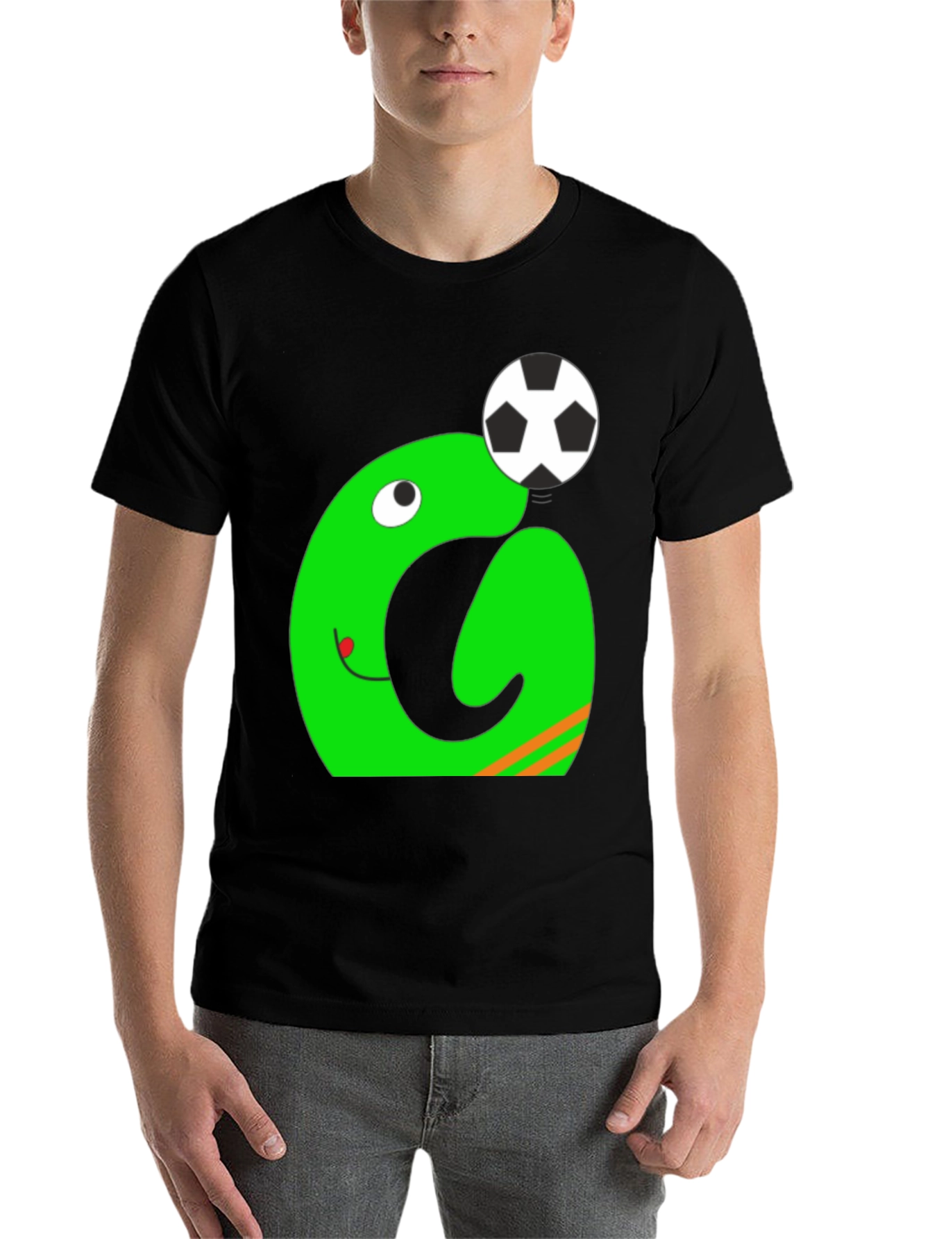Black Funky Green Monster Soccer T-Shirt view 7