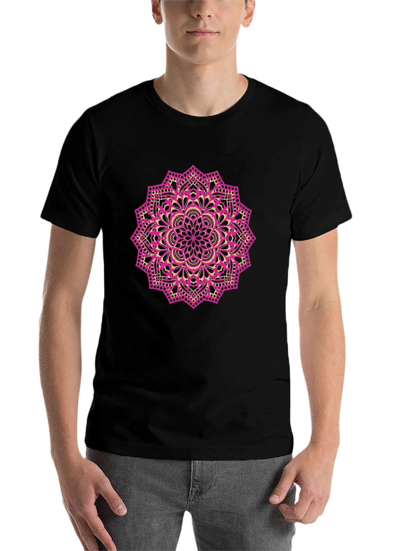 Black Mandala Graphic Tee - Black Cotton Blend view 7