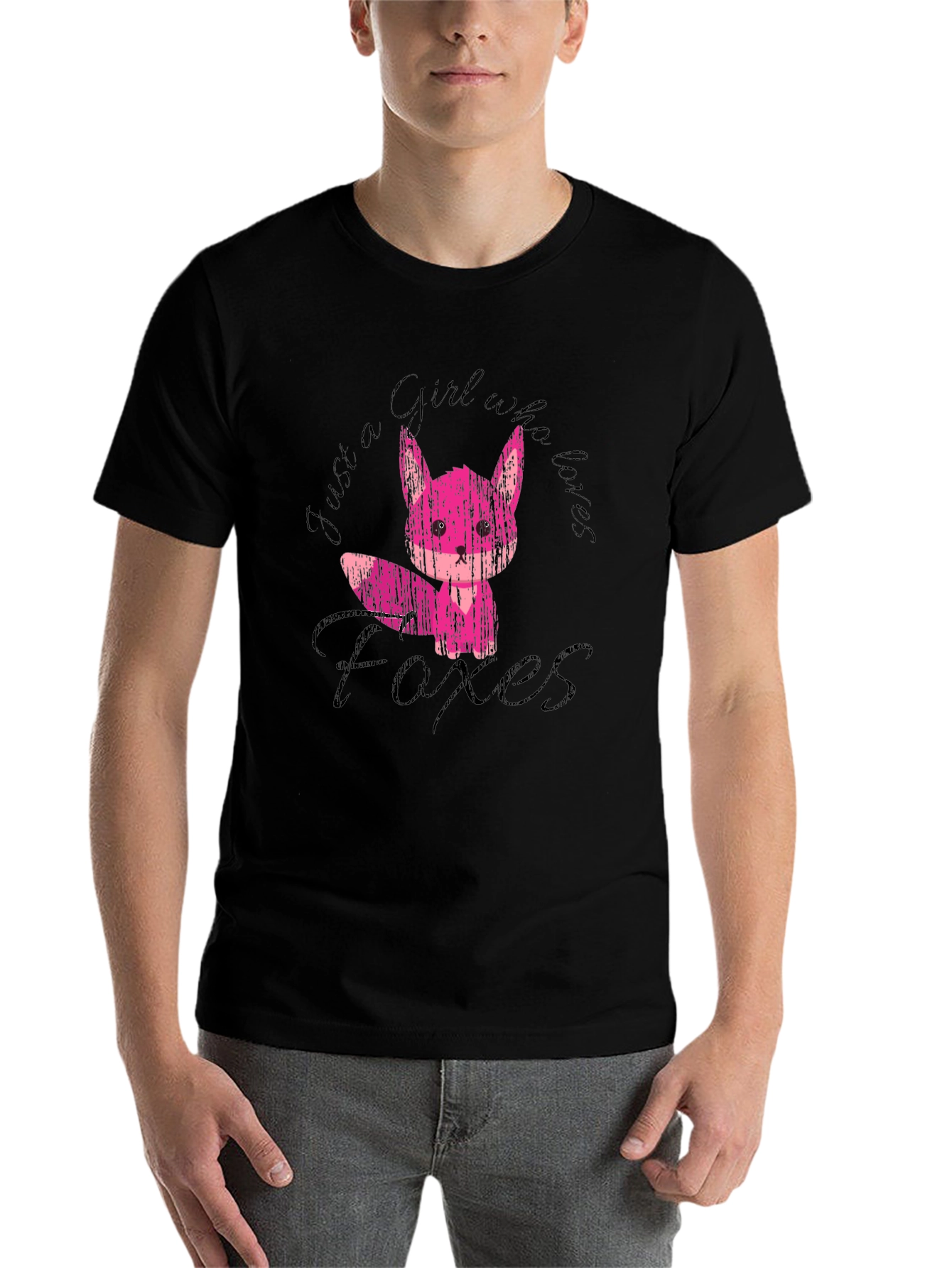 Black Girl Who Loves Foxes Black T-Shirt view 7