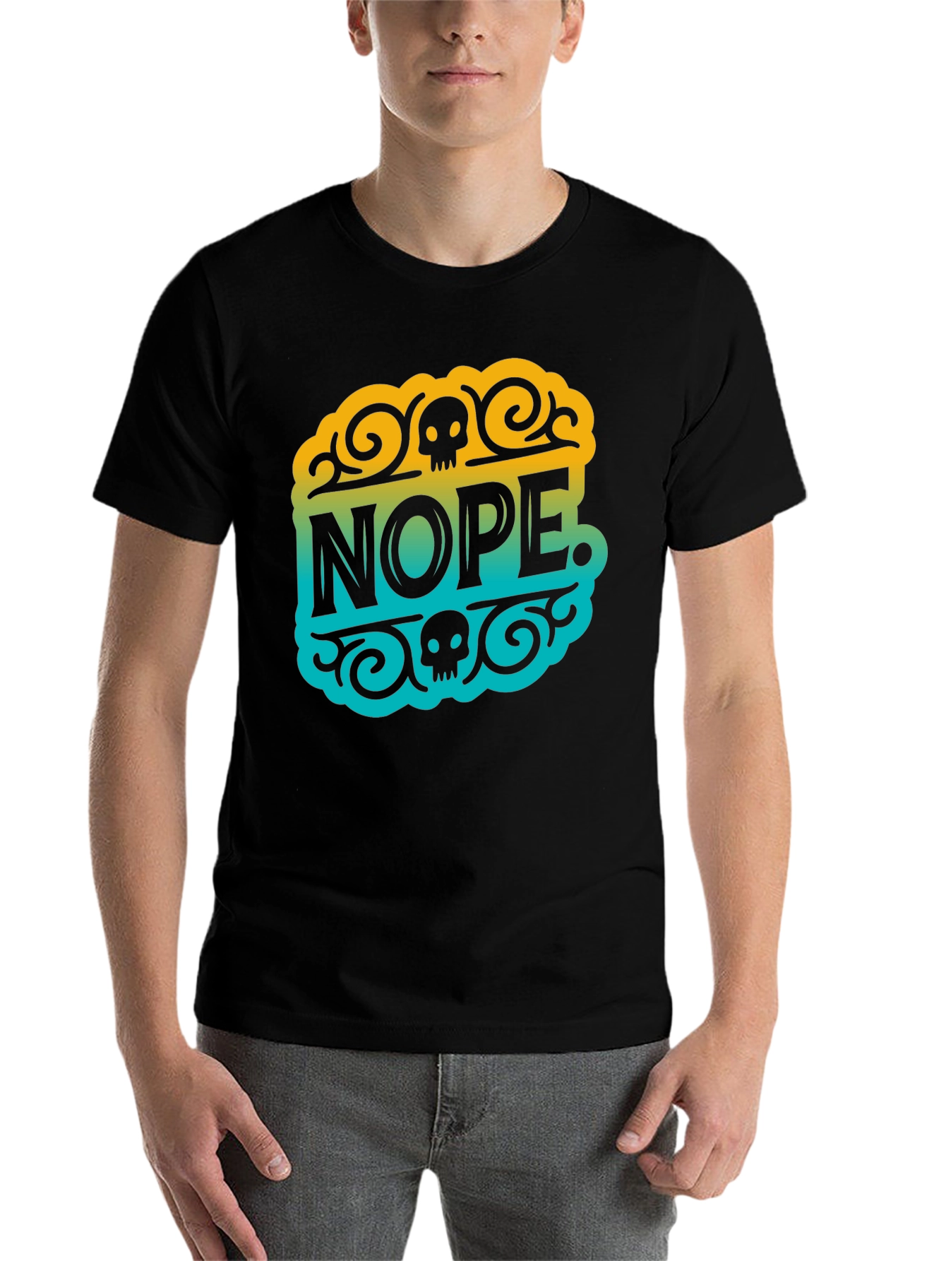 Black Nope Skull Graphic T-Shirt - Funny Sarcastic Tee view 7