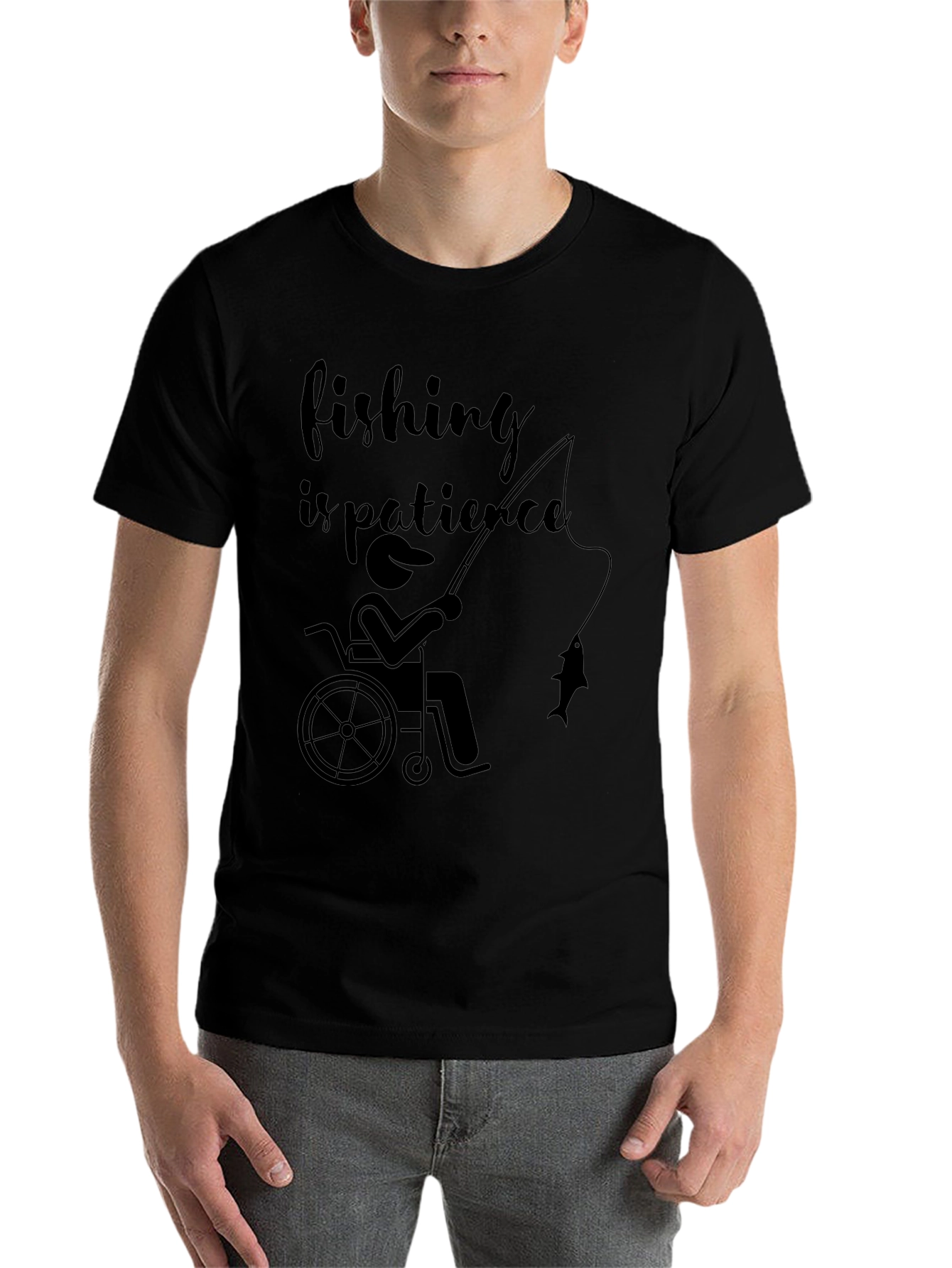 Black Fishing is Patience Tee - Accessible Angling Design view 7