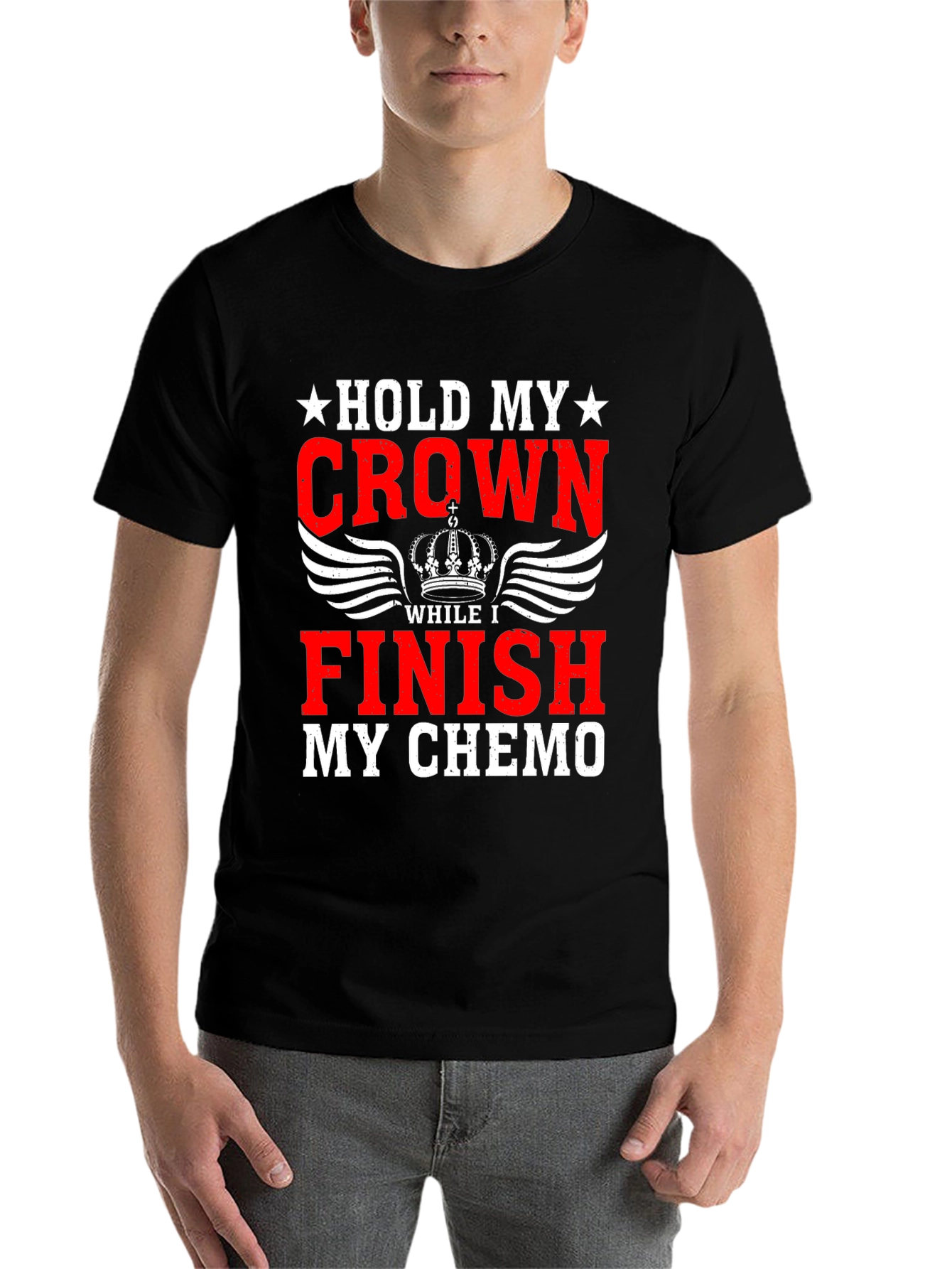 Black Hold My Crown Finish Chemo Graphic T-Shirt view 7
