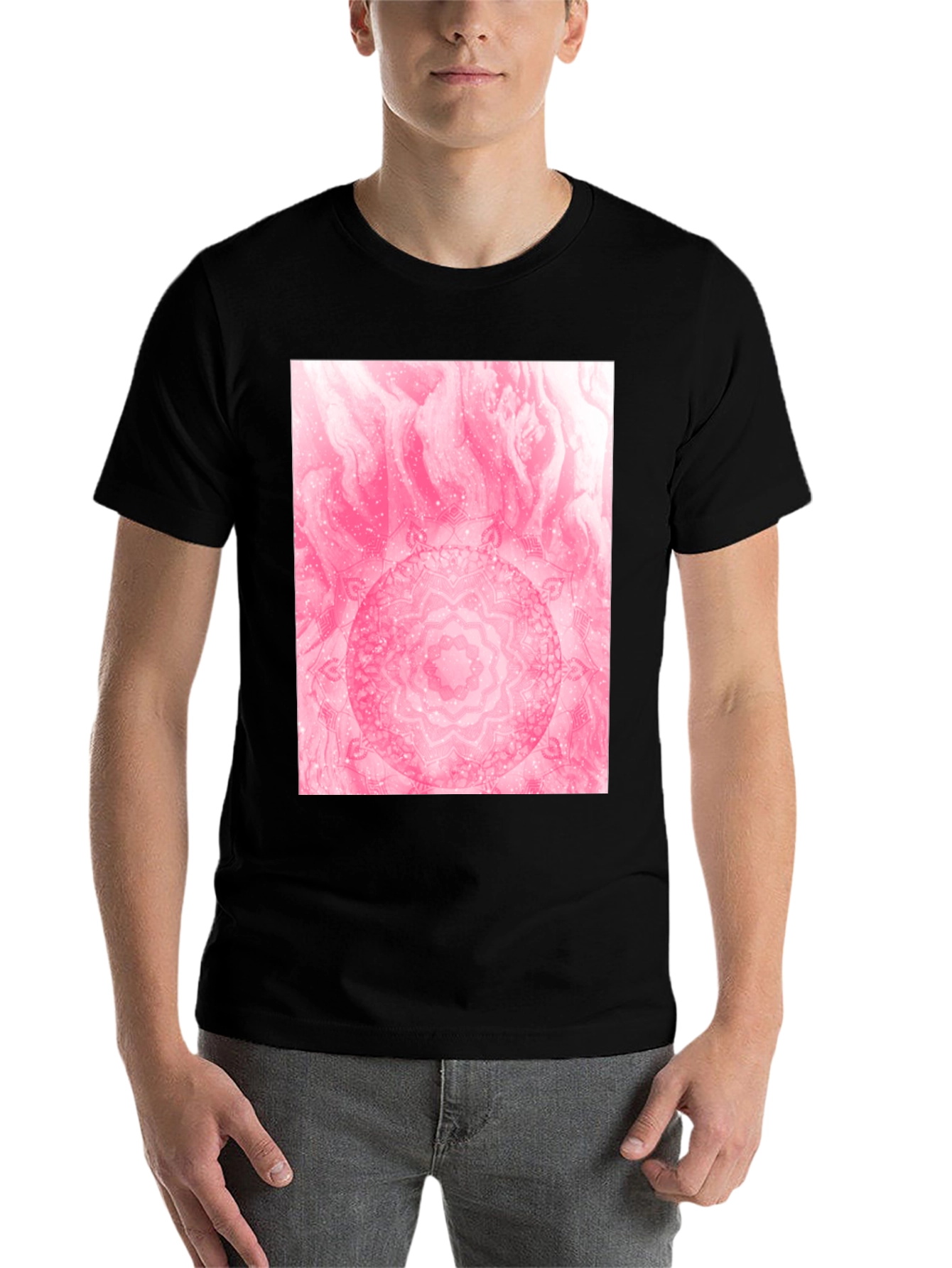 Black Pink Mandala Graphic T-Shirt view 7