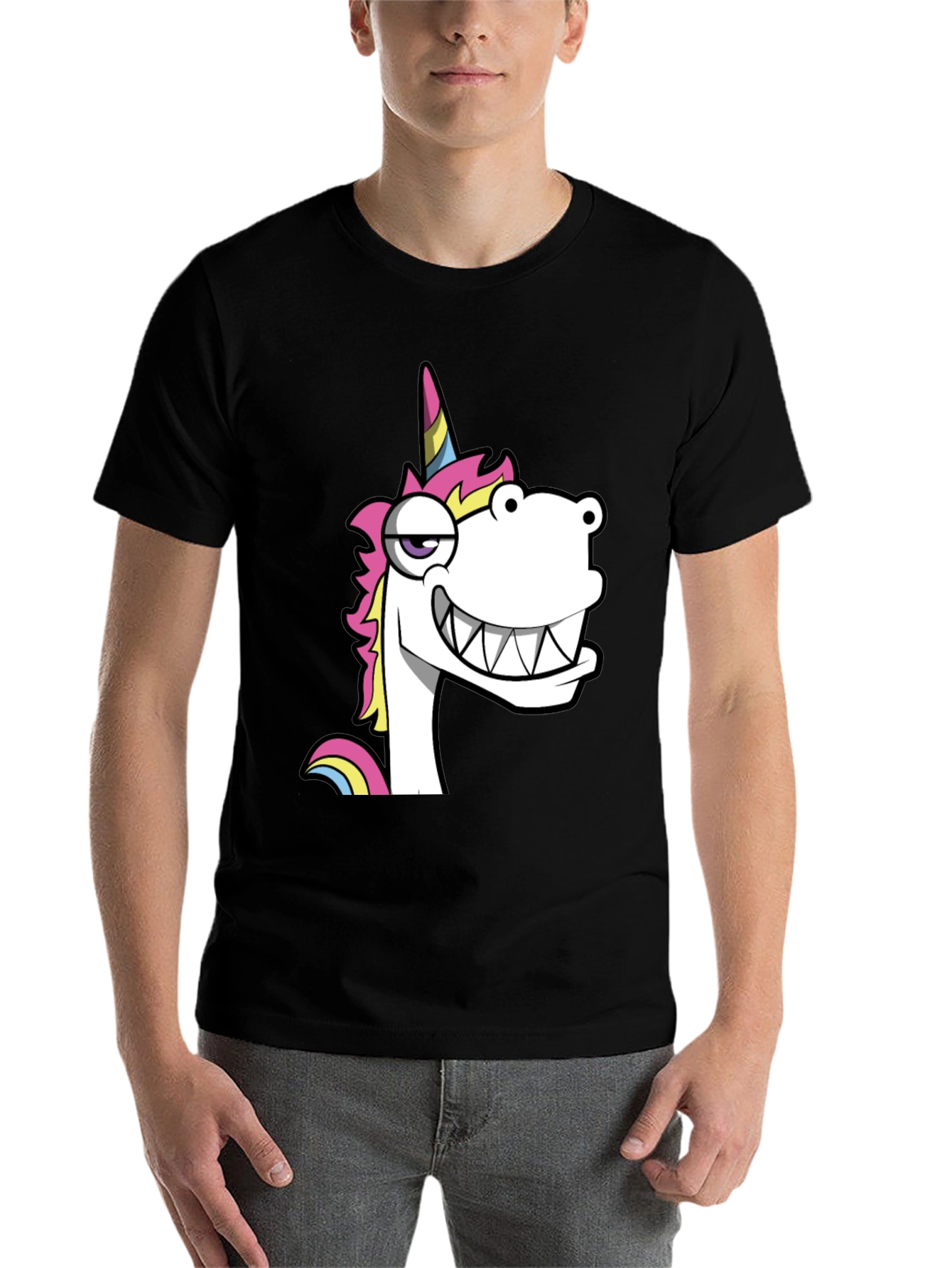 Black Funny Unicorn Graphic Black T-Shirt view 7