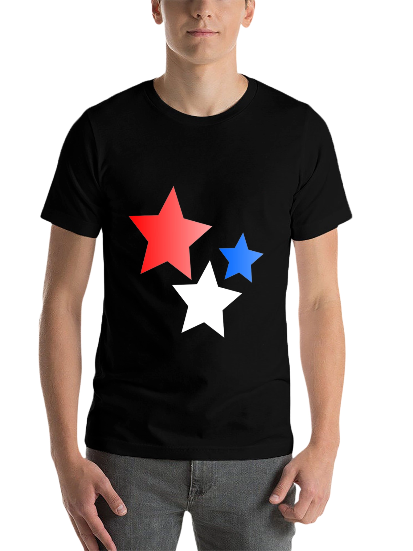 Black Stars Graphic Print Black T-Shirt view 7