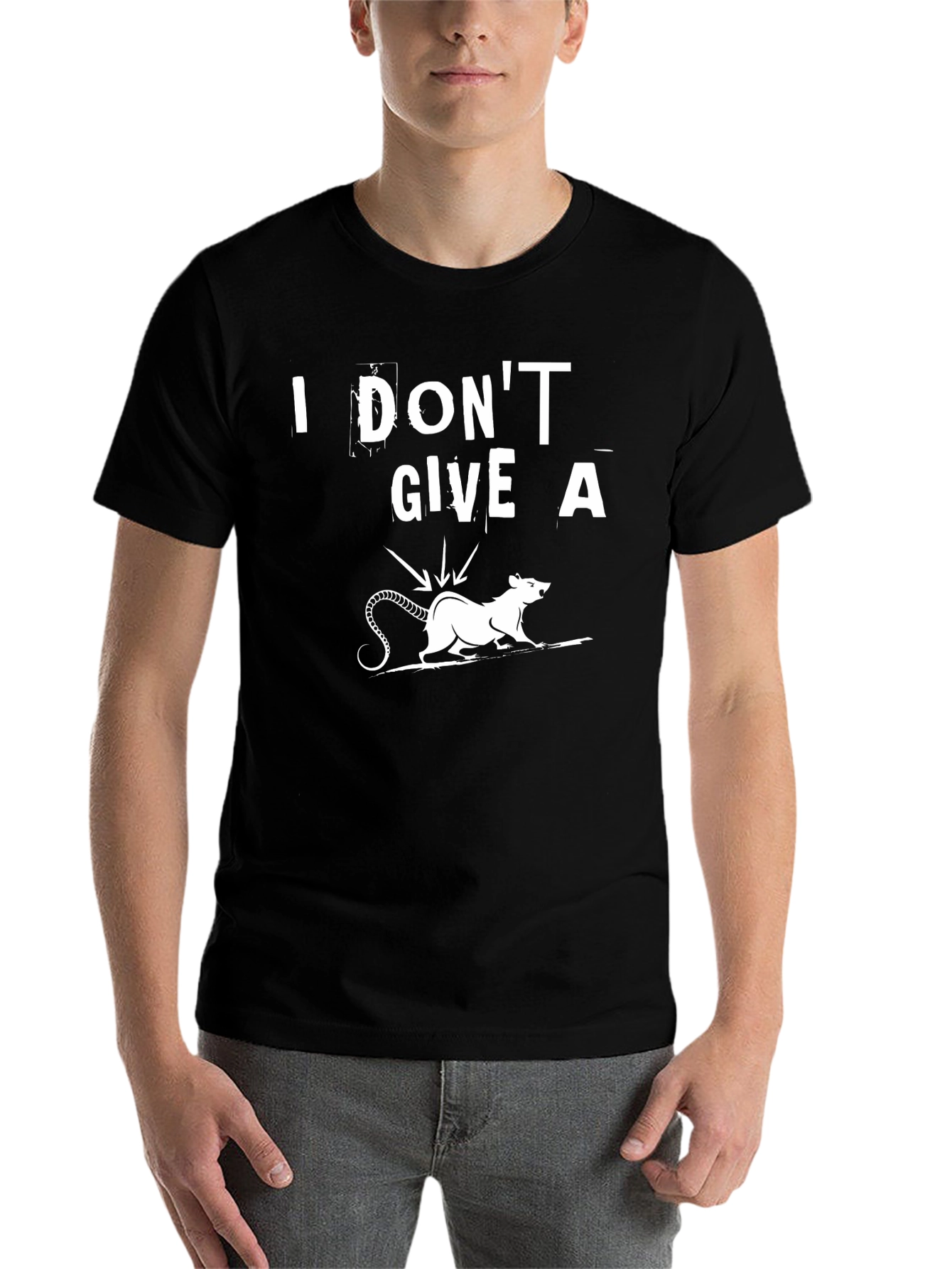 Black I Don't Give a Rat's Rear End Funny T-Shirt view 7