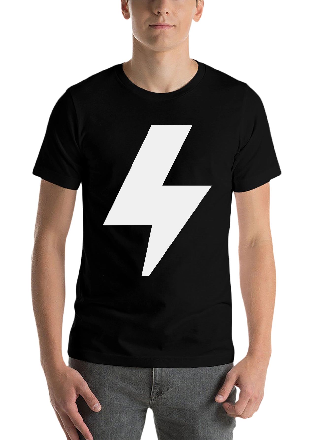 Black Lightning Bolt Graphic Tee - Bold Statement Shirt view 7