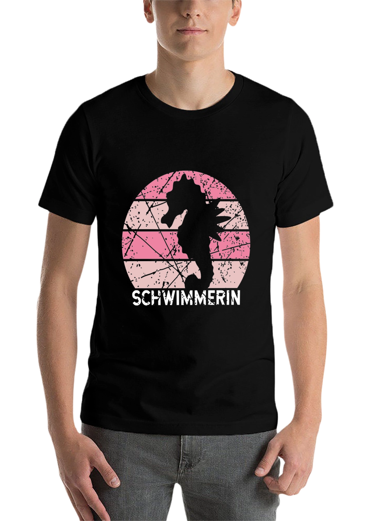 Black Vintage Seahorse Swimmer T-Shirt view 7