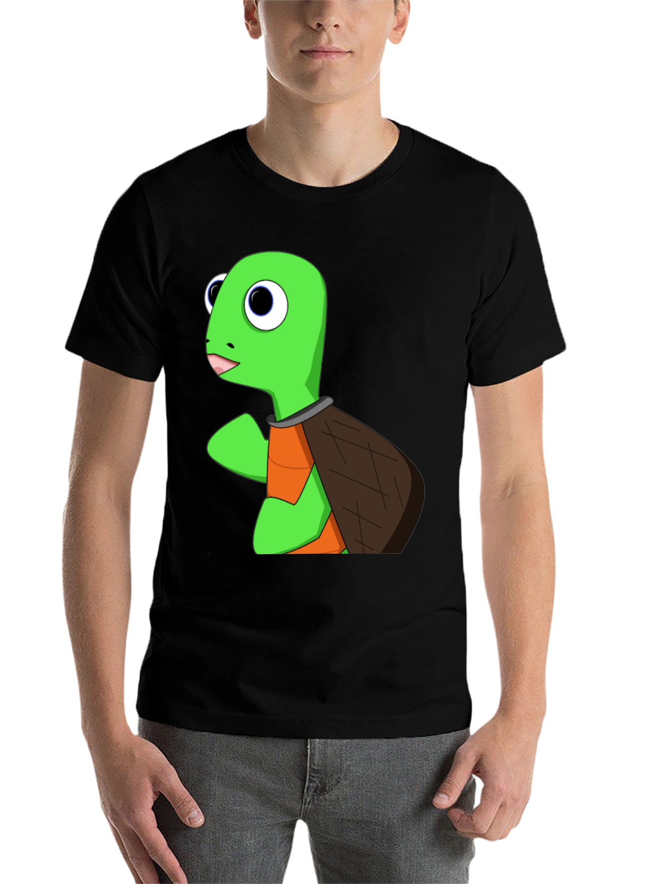 Black Cartoon Turtle Graphic Tee - Black view 7